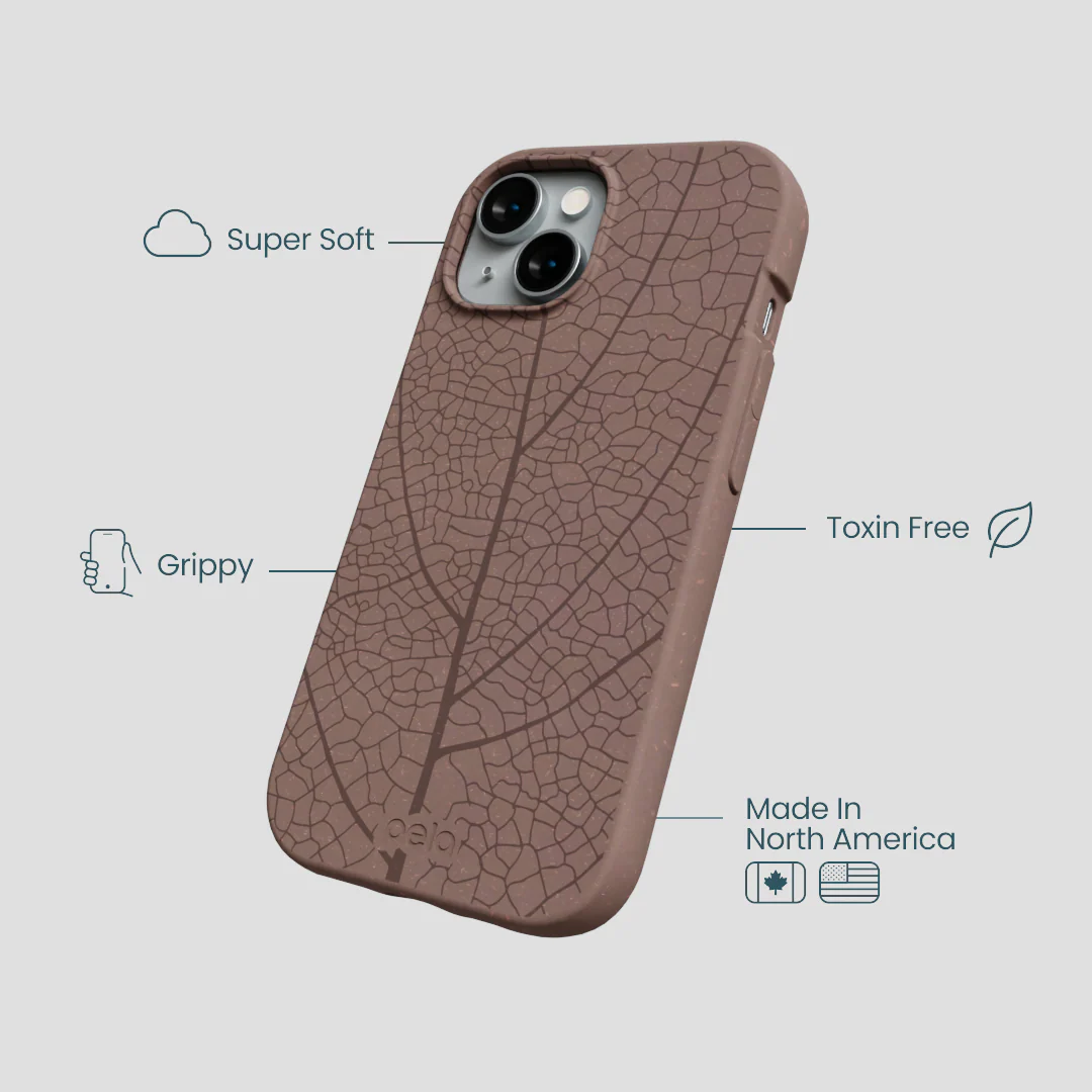 Chocolate Brown Leaf Veins iPhone 15 Case - Image 4