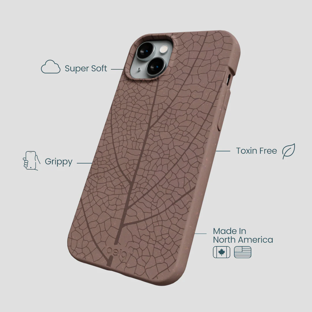 Chocolate Brown Leaf Veins iPhone 15 Plus Case - Image 4