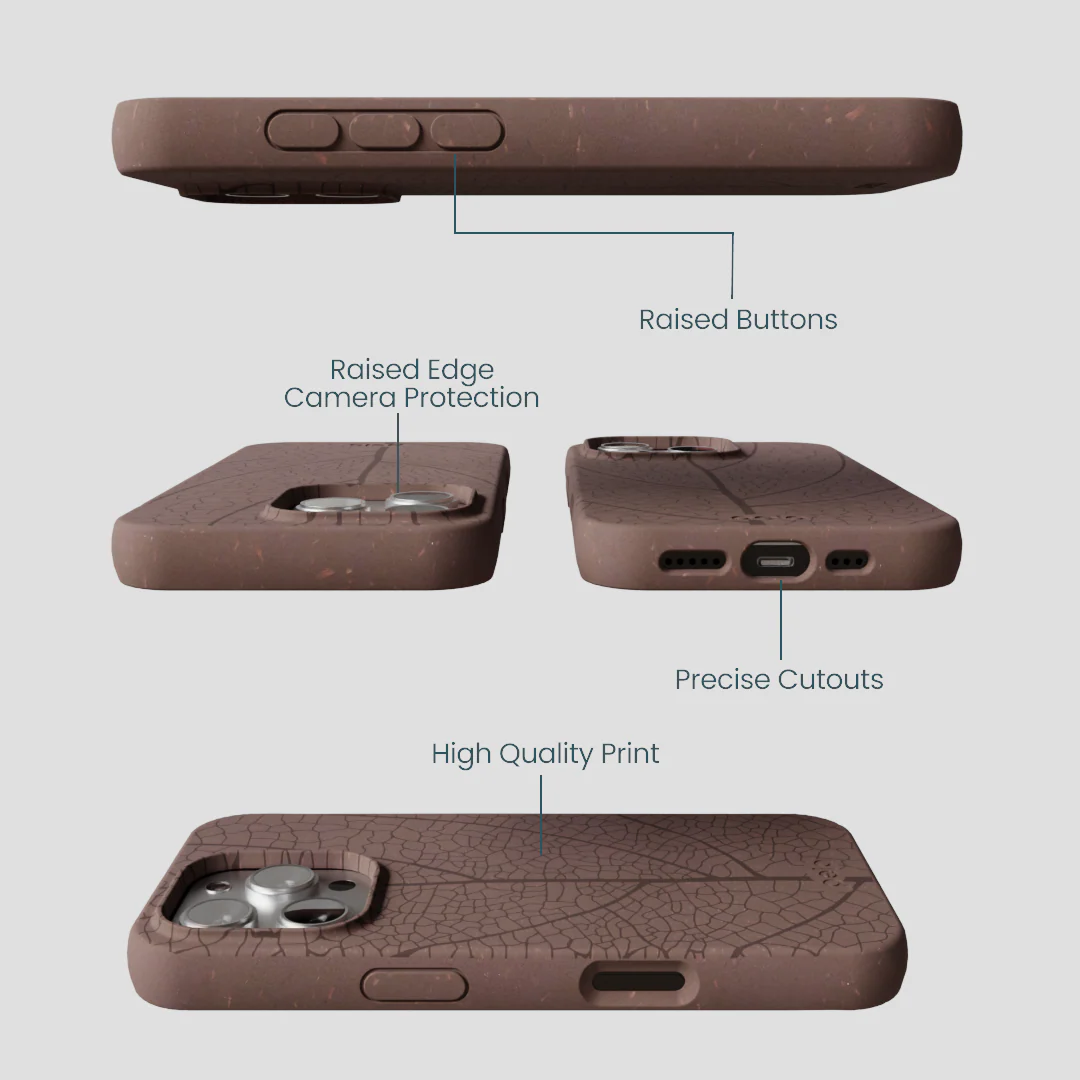 Chocolate Brown Leaf Veins iPhone 16 Pro Case - Image 3