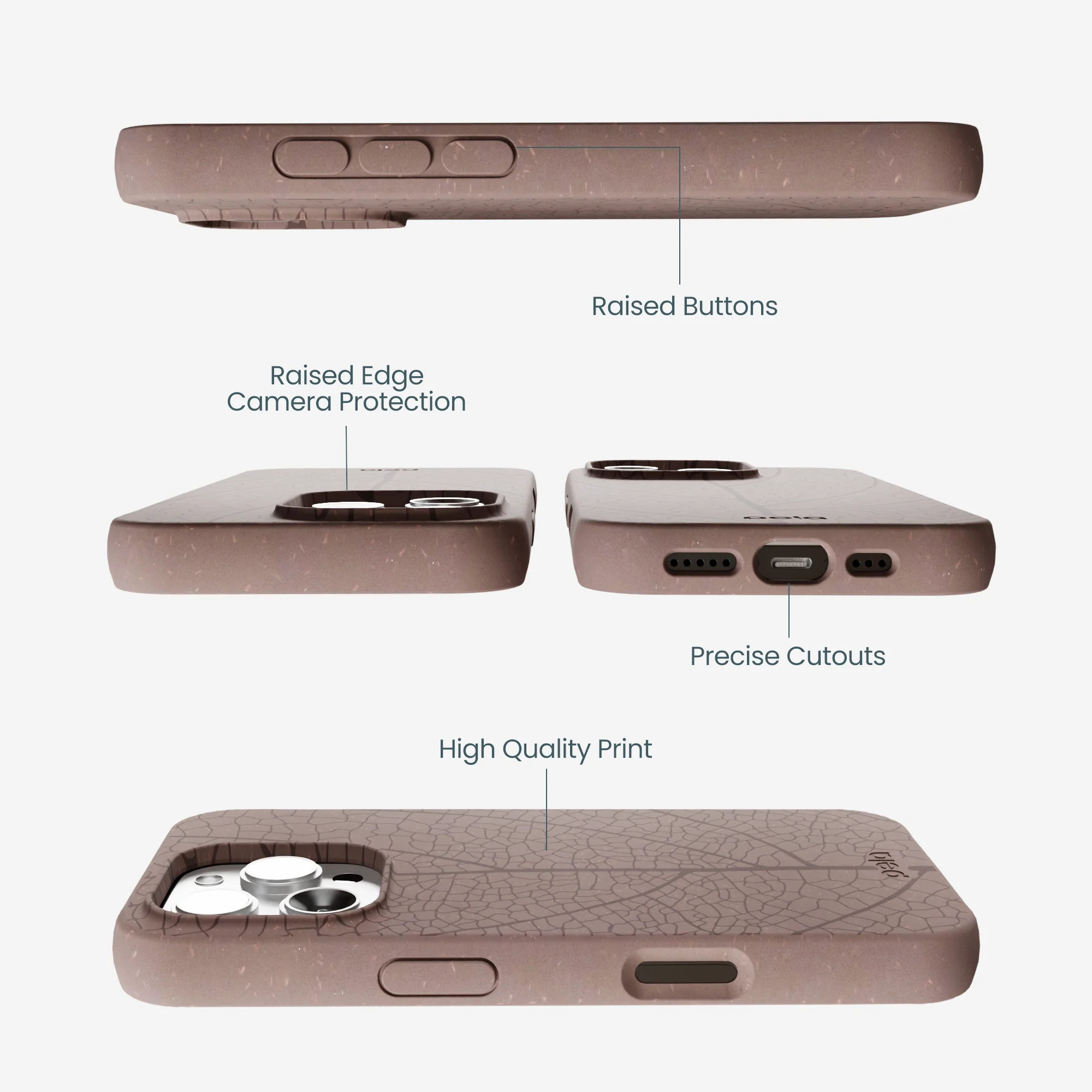 Chocolate Brown Leaf Veins iPhone 16 Pro Max Case - Image 3