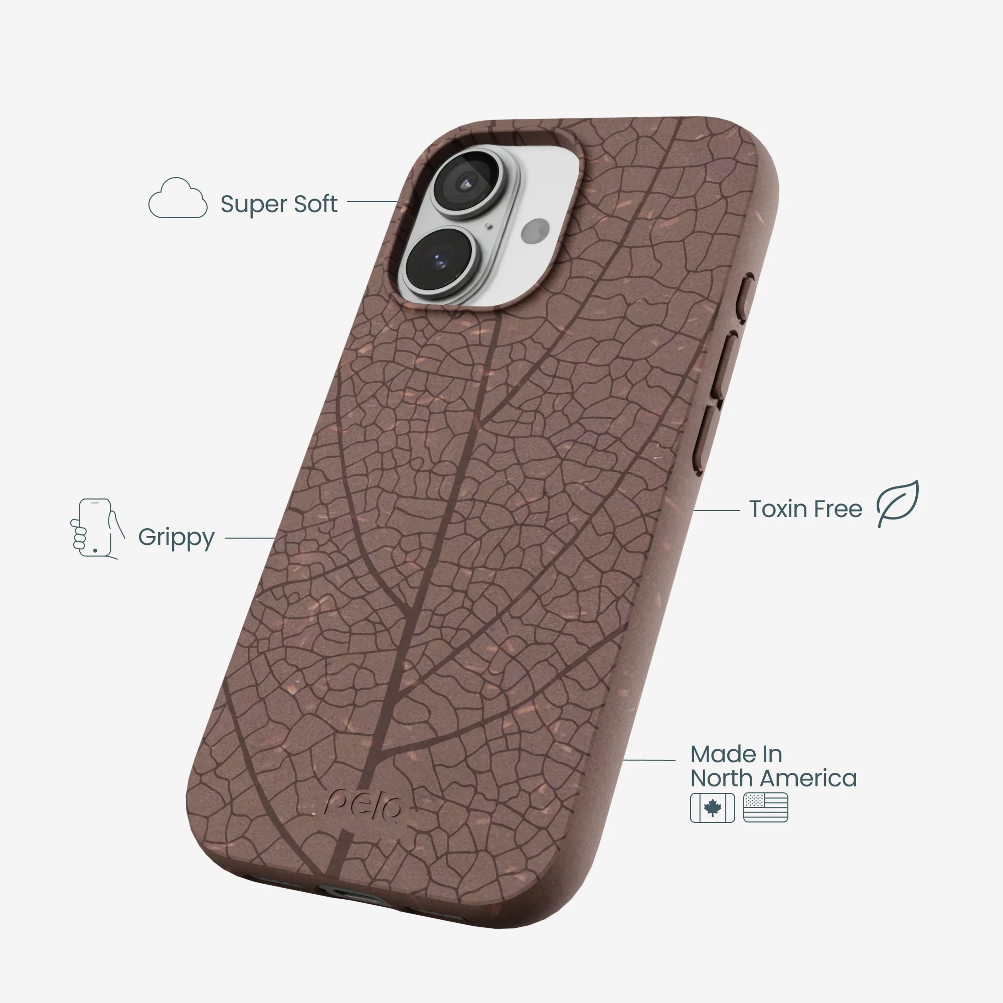 Chocolate Brown Leaf Veins iPhone 17 Case - Image 4