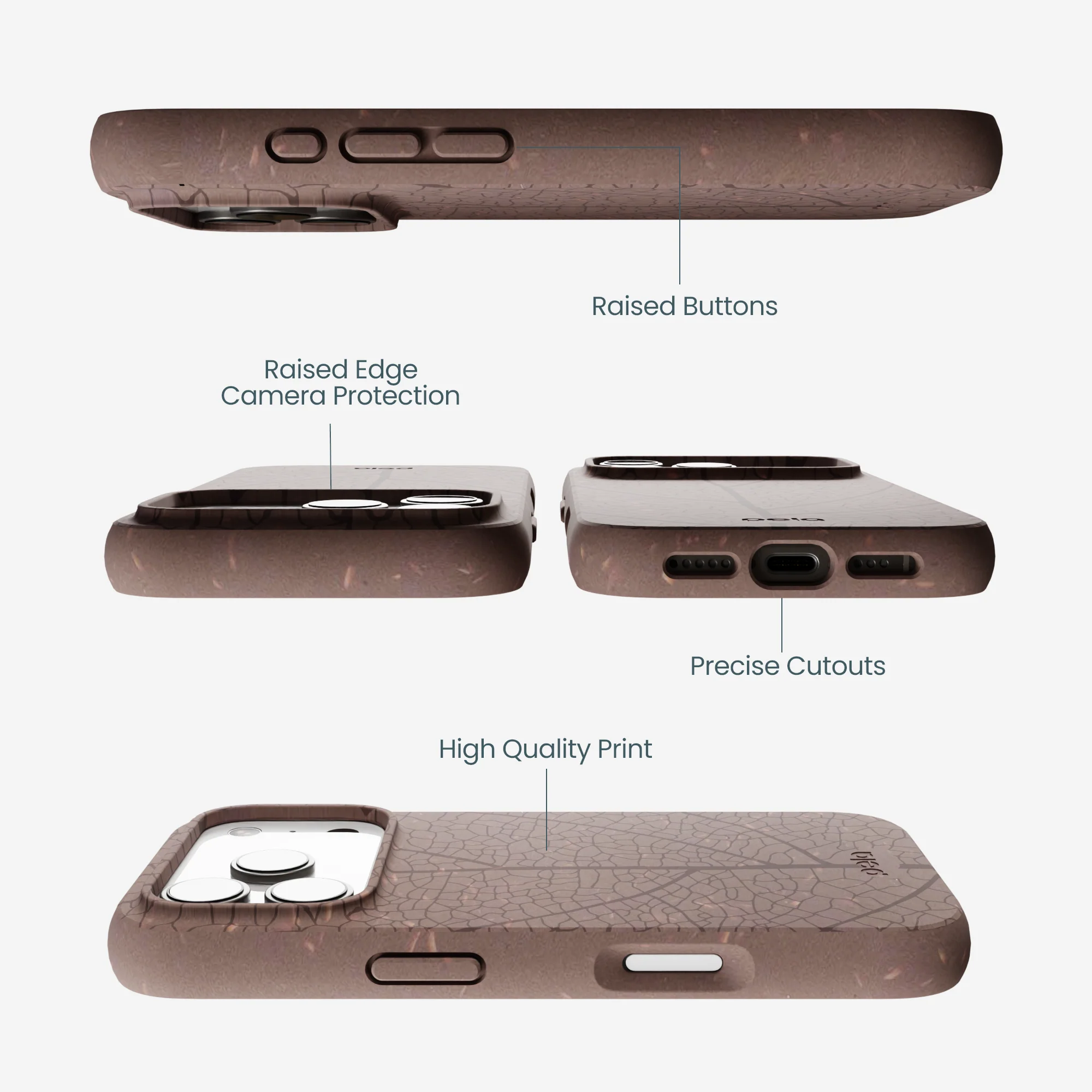 Chocolate Brown Leaf Veins iPhone 17 Pro Case - Image 3