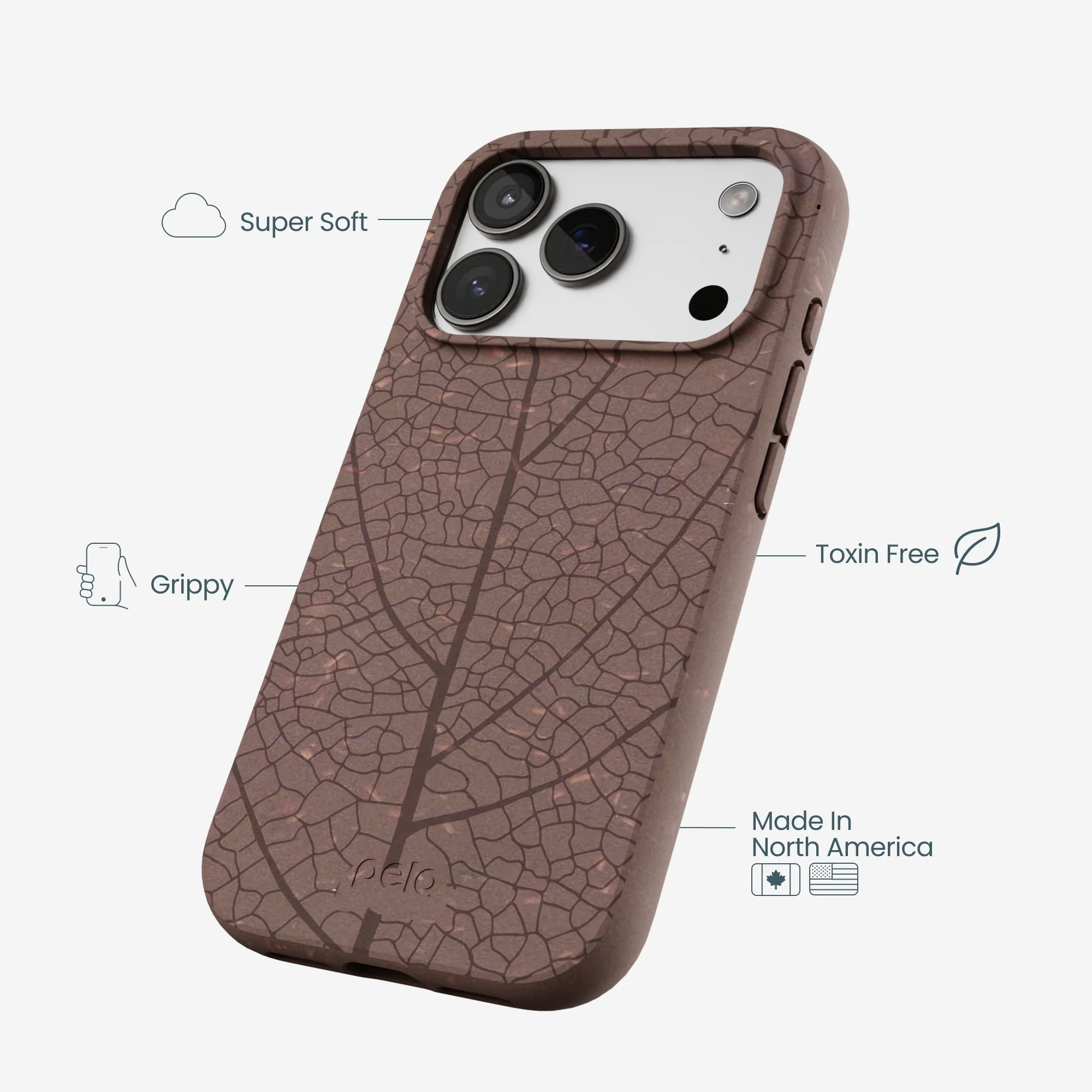 Chocolate Brown Leaf Veins iPhone 17 Pro Case - Image 4