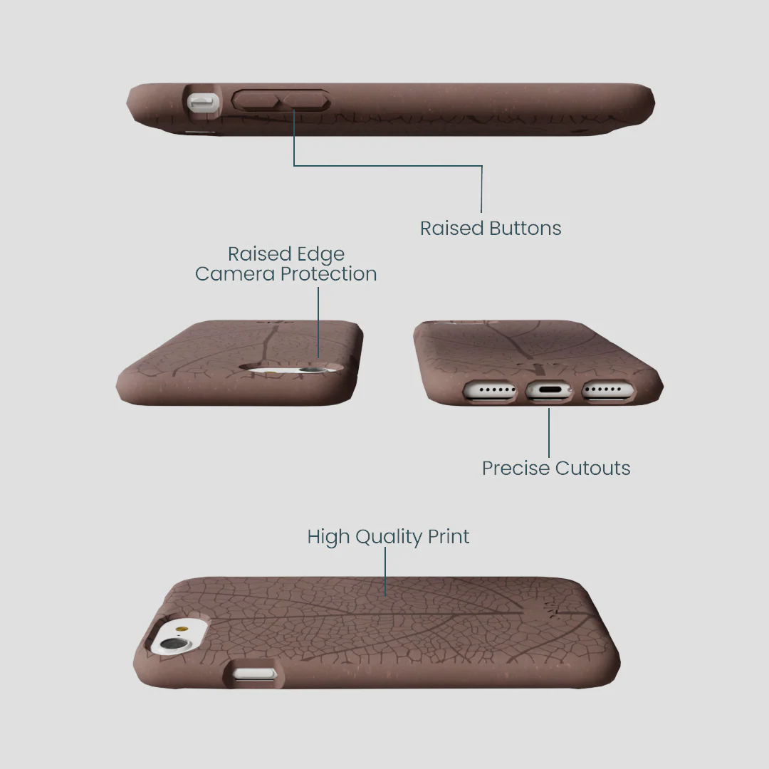 Chocolate Brown Leaf Veins iPhone 6/6s/7/8/SE Case - Image 3