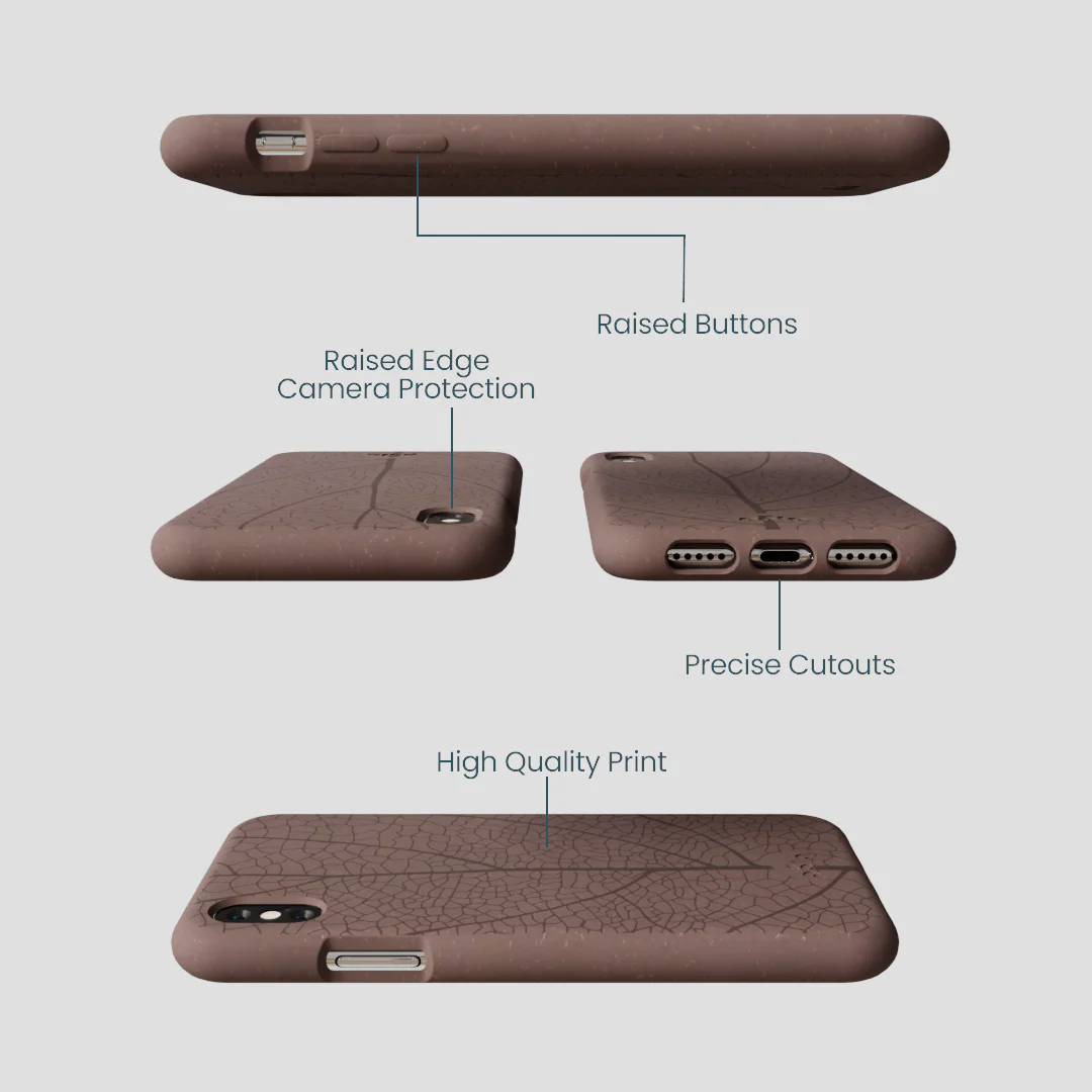 Chocolate Brown Leaf Veins iPhone XR Case - Image 3