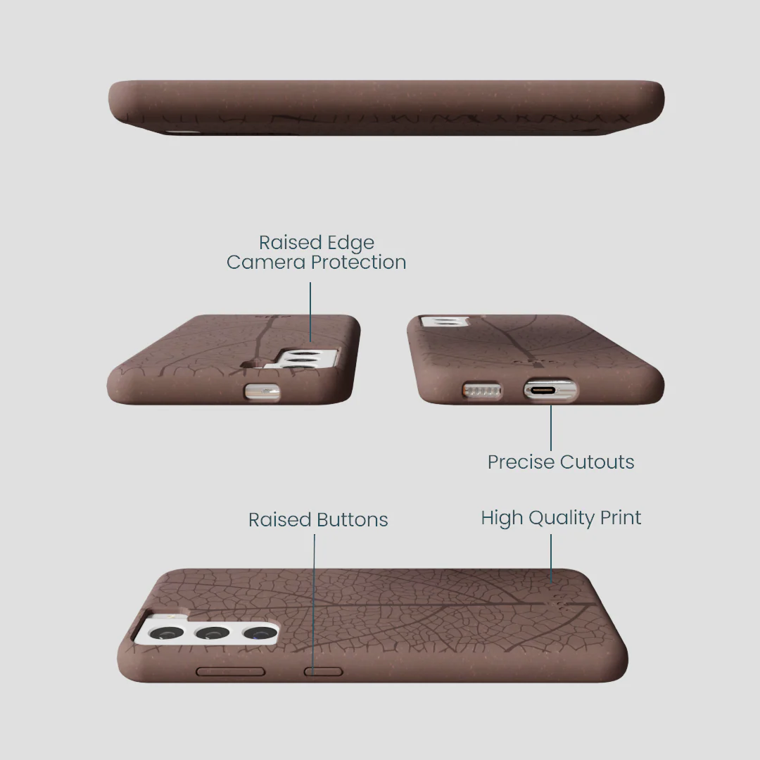 Chocolate Brown Leaf Veins Samsung Galaxy S22 Case - Image 3