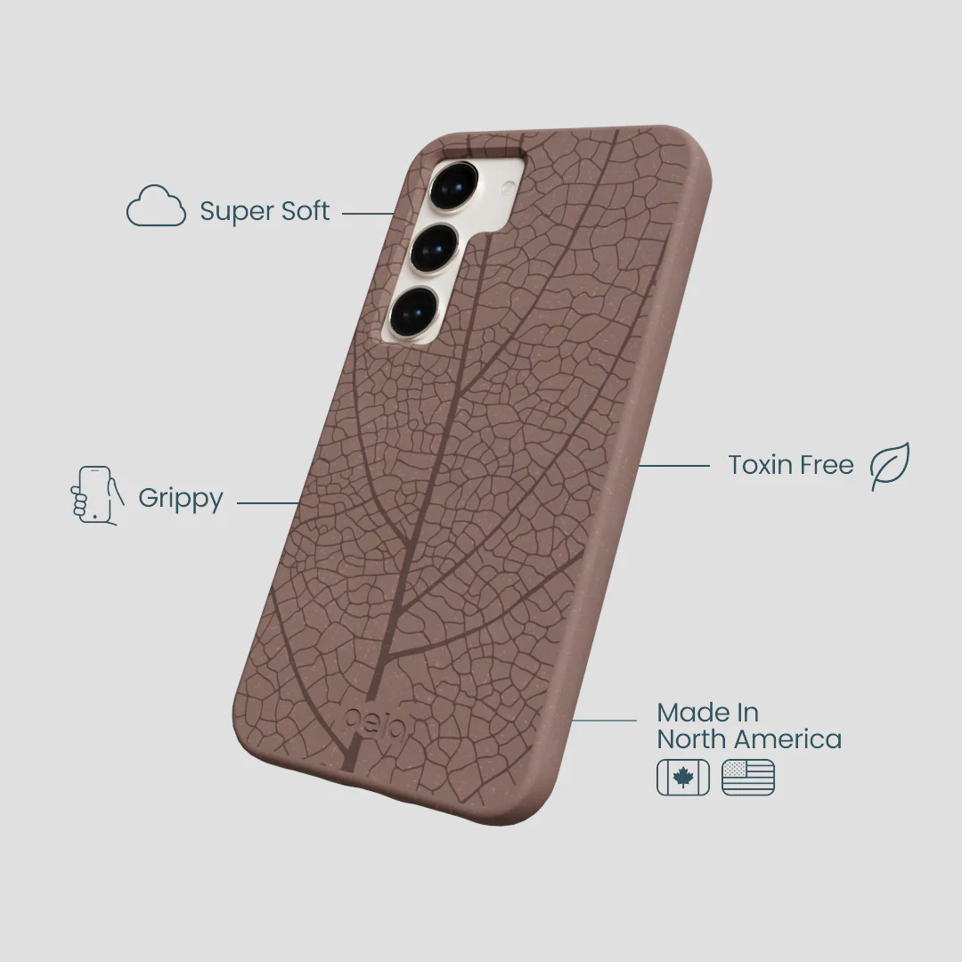 Chocolate Brown Leaf Veins Samsung Galaxy S23 Case - Image 4