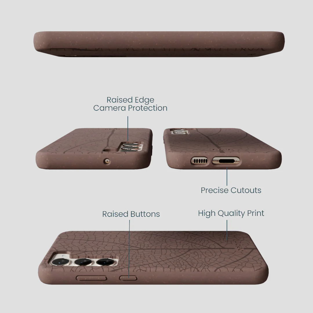 Chocolate Brown Leaf Veins Samsung Galaxy S23+(Plus) Case - Image 3