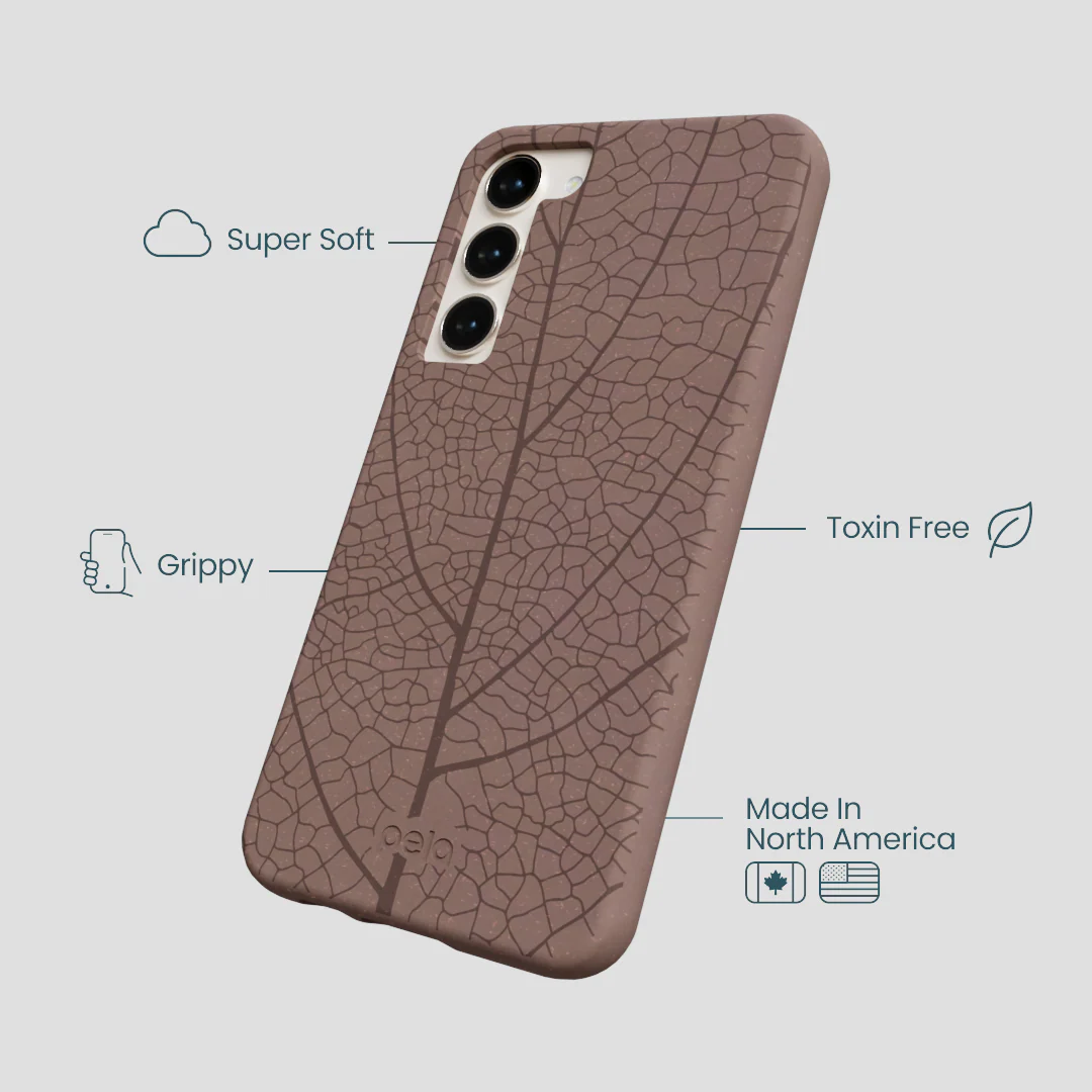 Chocolate Brown Leaf Veins Samsung Galaxy S23+(Plus) Case - Image 4