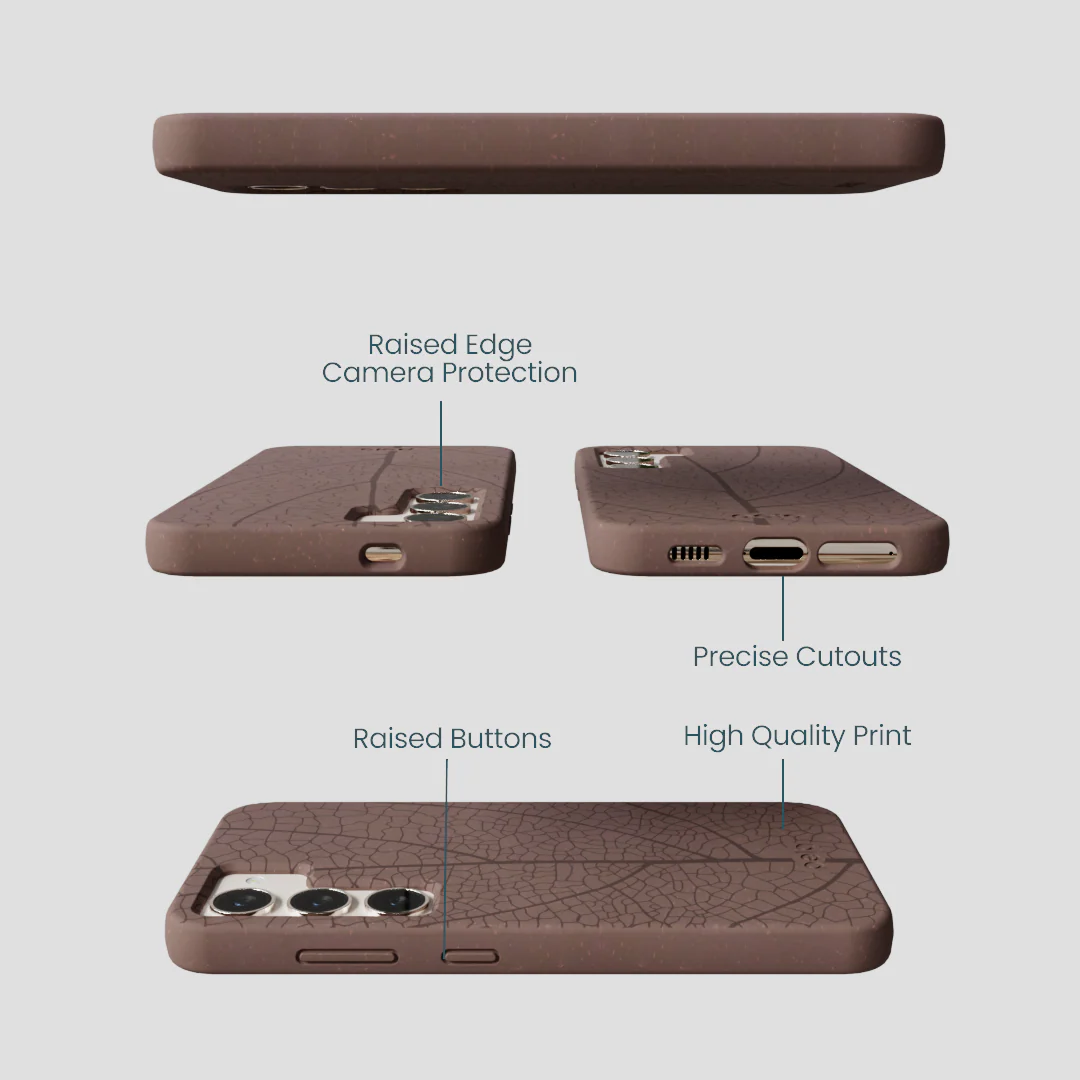 Chocolate Brown Leaf Veins Samsung Galaxy S24 Case - Image 3