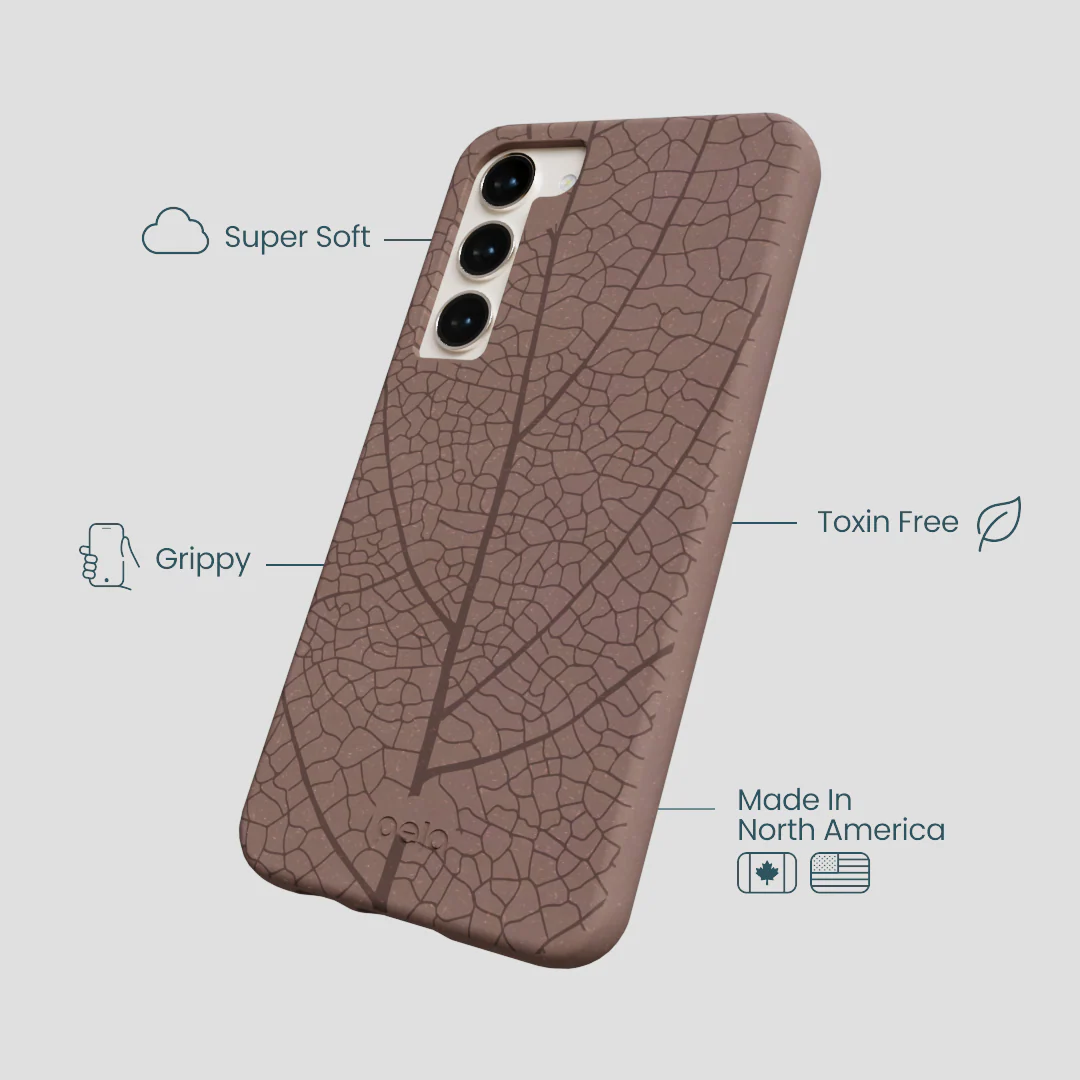 Chocolate Brown Leaf Veins Samsung Galaxy S24+(Plus) Case - Image 4