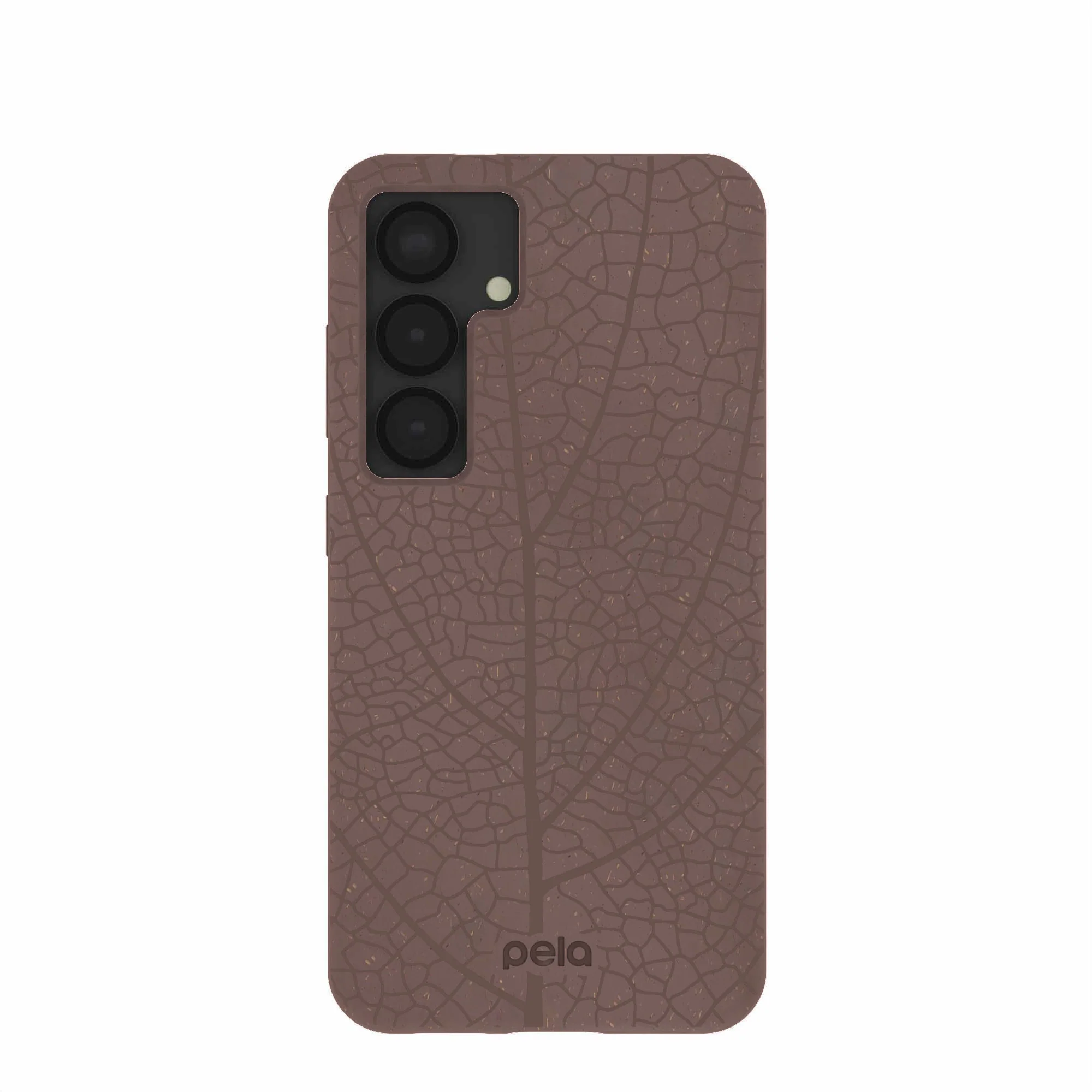 Chocolate Brown Leaf Veins Samsung Galaxy S25 Case