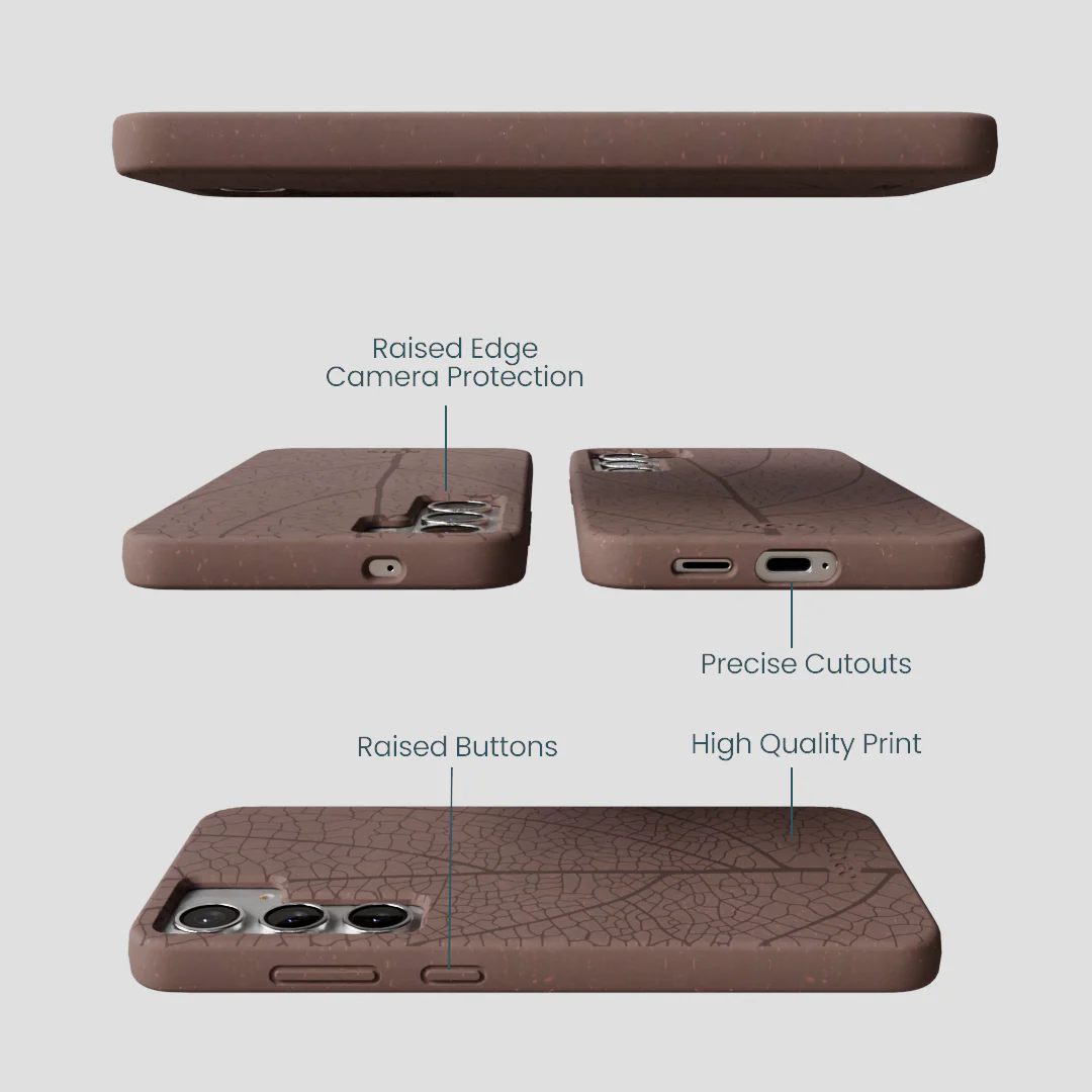Chocolate Brown Leaf Veins Samsung Galaxy S25+(Plus) Case - Image 3