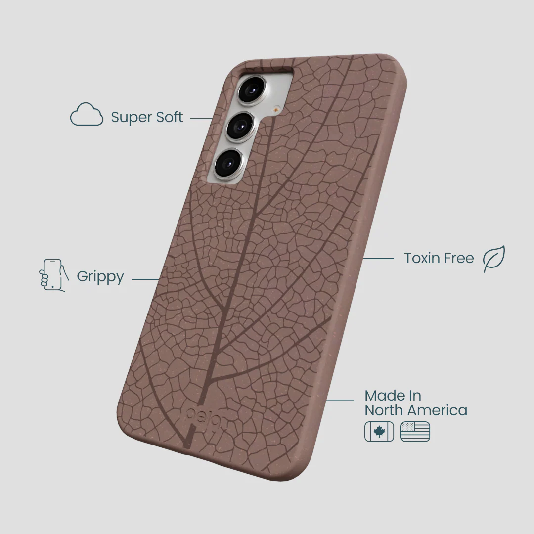 Chocolate Brown Leaf Veins Samsung Galaxy S25+(Plus) Case - Image 4