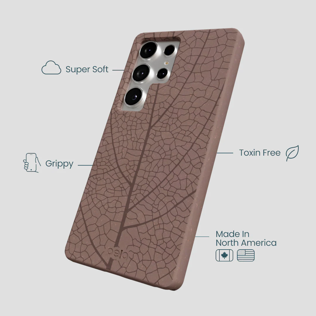 Chocolate Brown Leaf Veins Samsung Galaxy S25 Ultra Case - Image 4