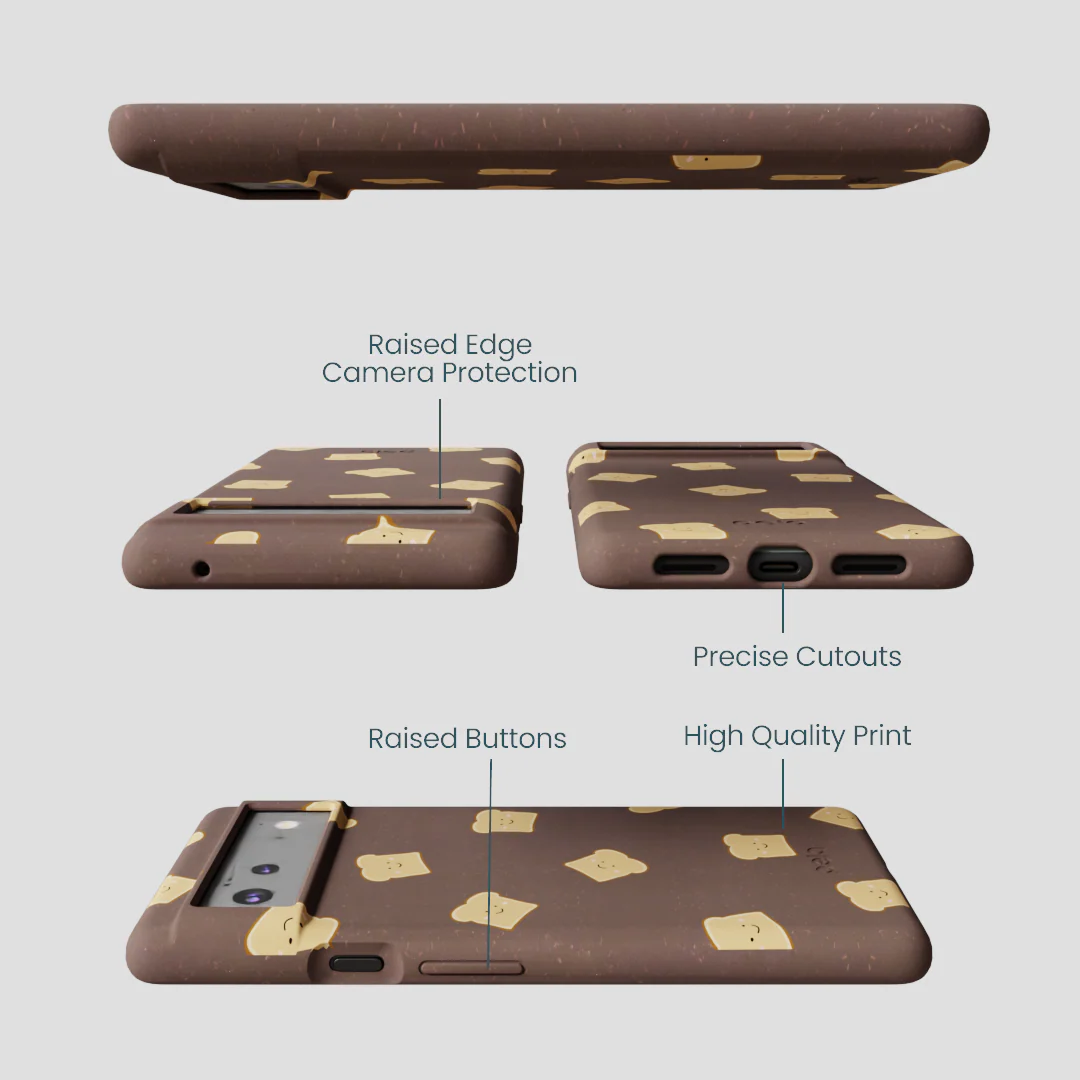 Chocolate Brown Mini Toast Google Pixel 6 Case - Image 3