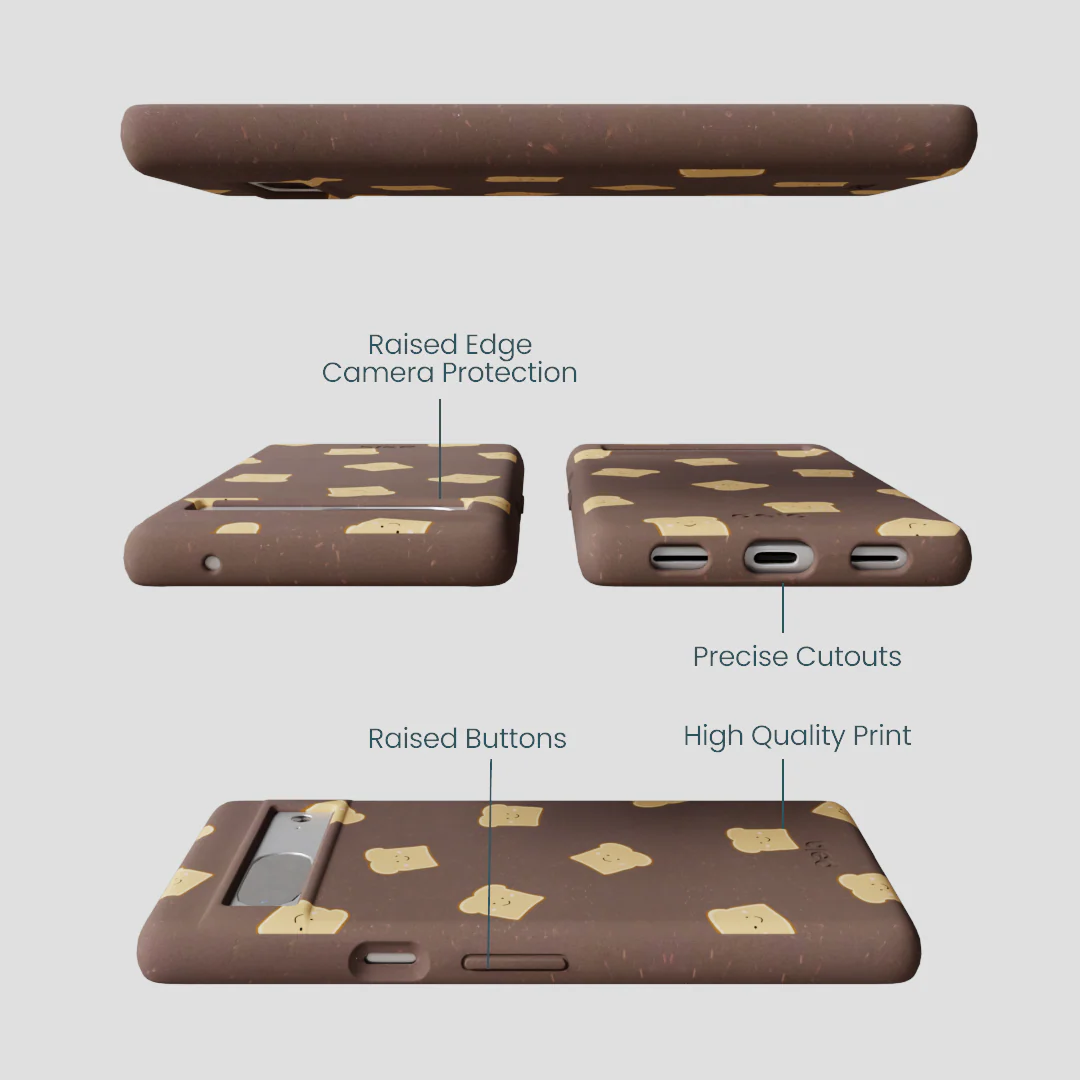 Chocolate Brown Mini Toast Google Pixel 7a Case - Image 3
