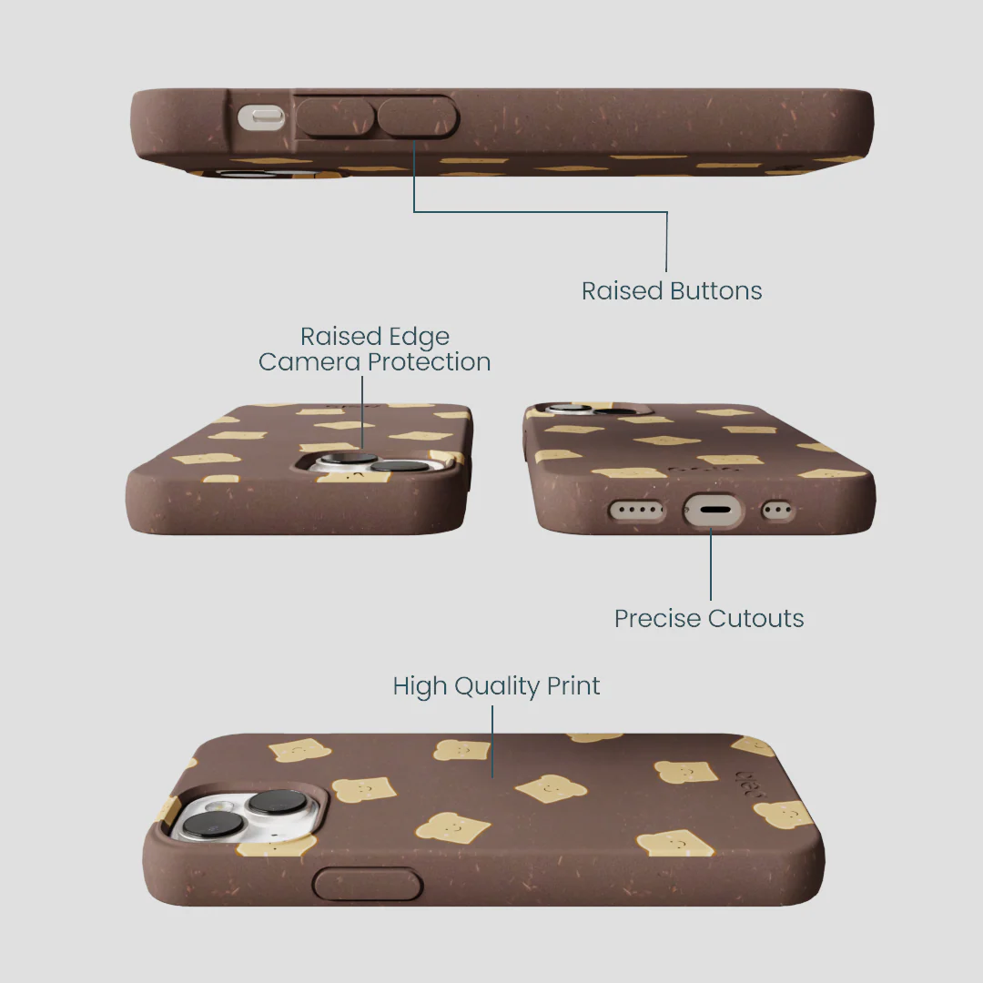 Chocolate Brown Mini Toast iPhone 13 Case - Image 3