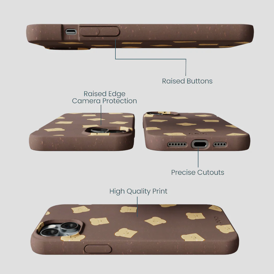 Chocolate Brown Mini Toast iPhone 14 Plus Case - Image 3