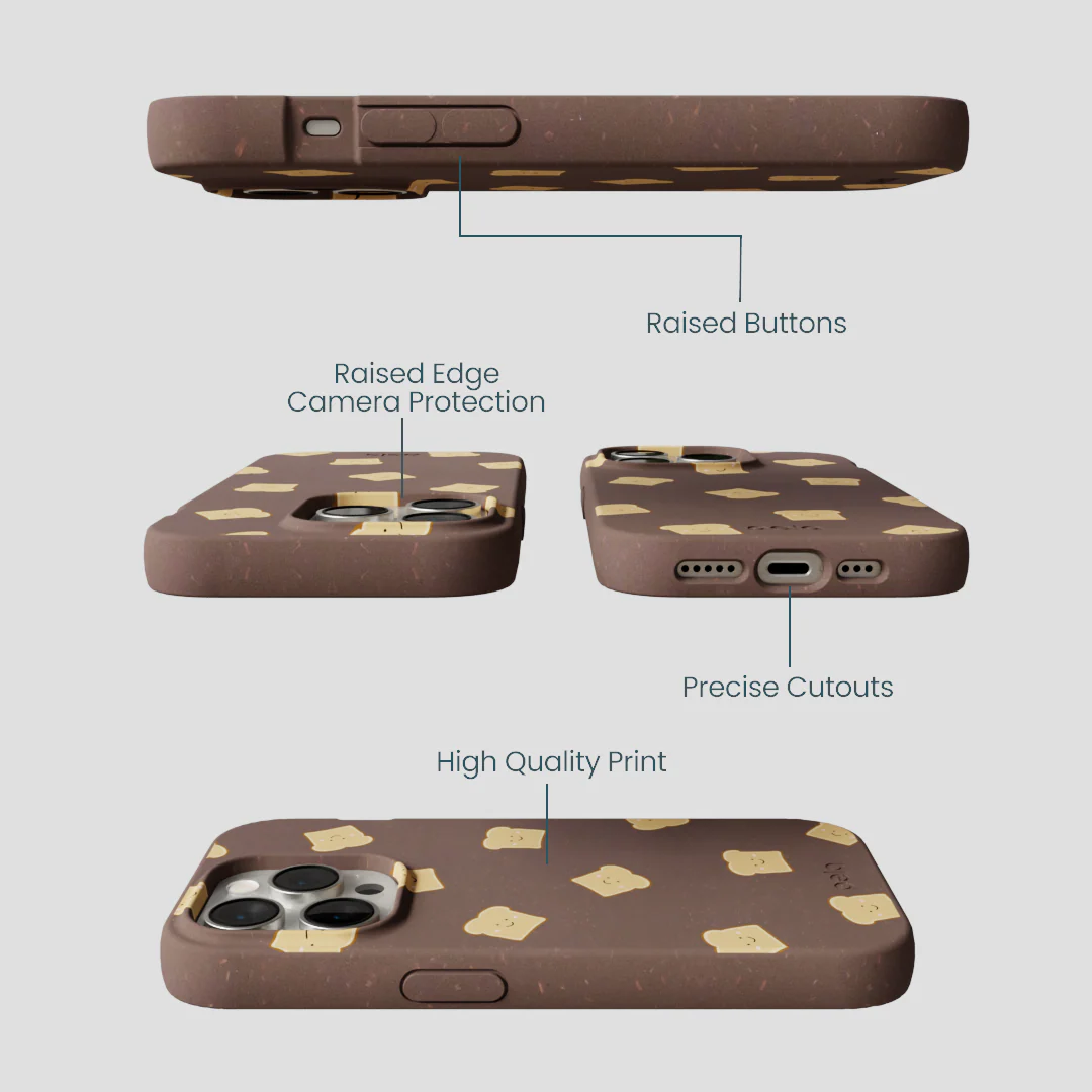 Chocolate Brown Mini Toast iPhone 14 Pro Case - Image 3