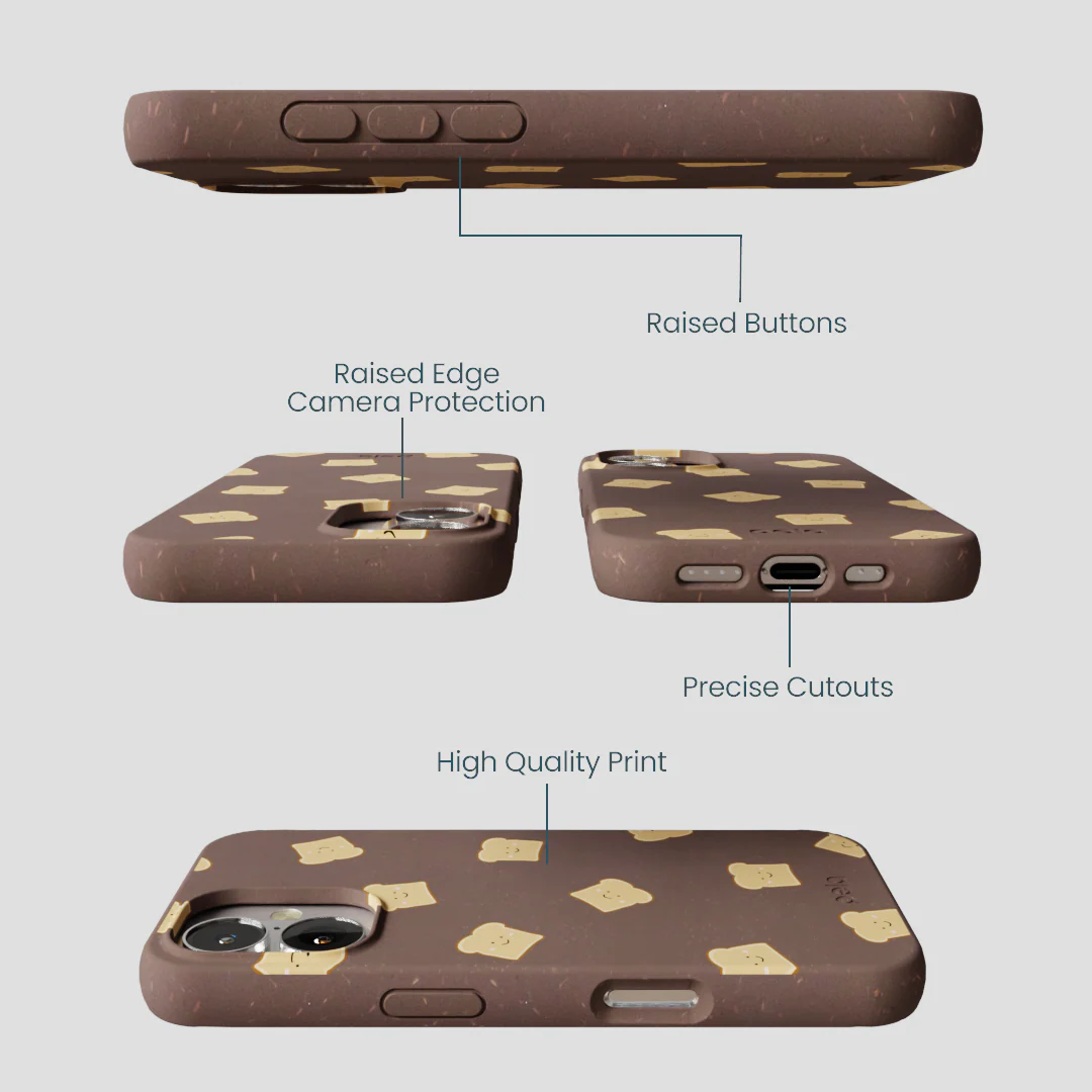 Chocolate Brown Mini Toast iPhone 16 Case - Image 3