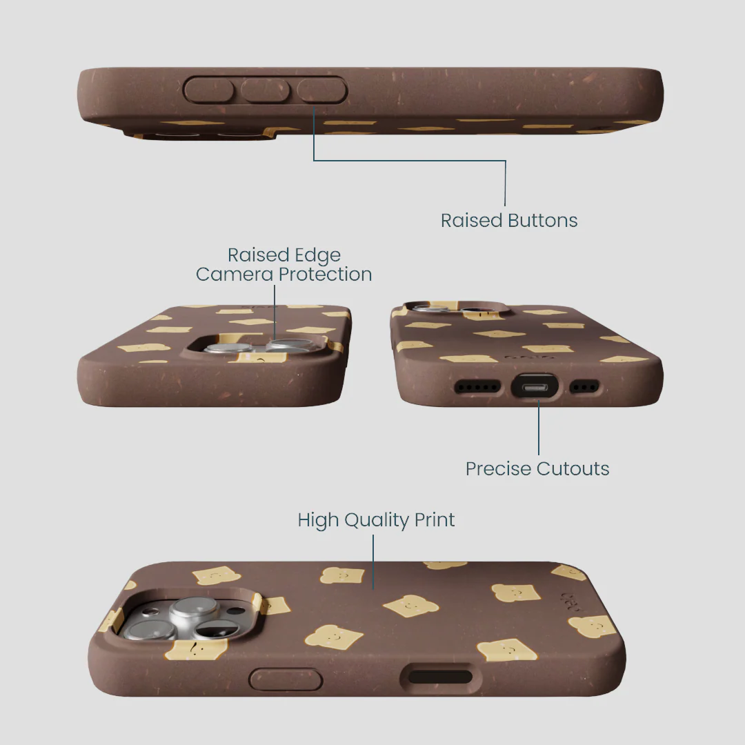 Chocolate Brown Mini Toast iPhone 16 Pro Case - Image 3