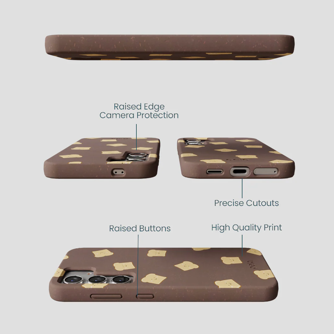Chocolate Brown Mini Toast Samsung Galaxy S25 Case - Image 3