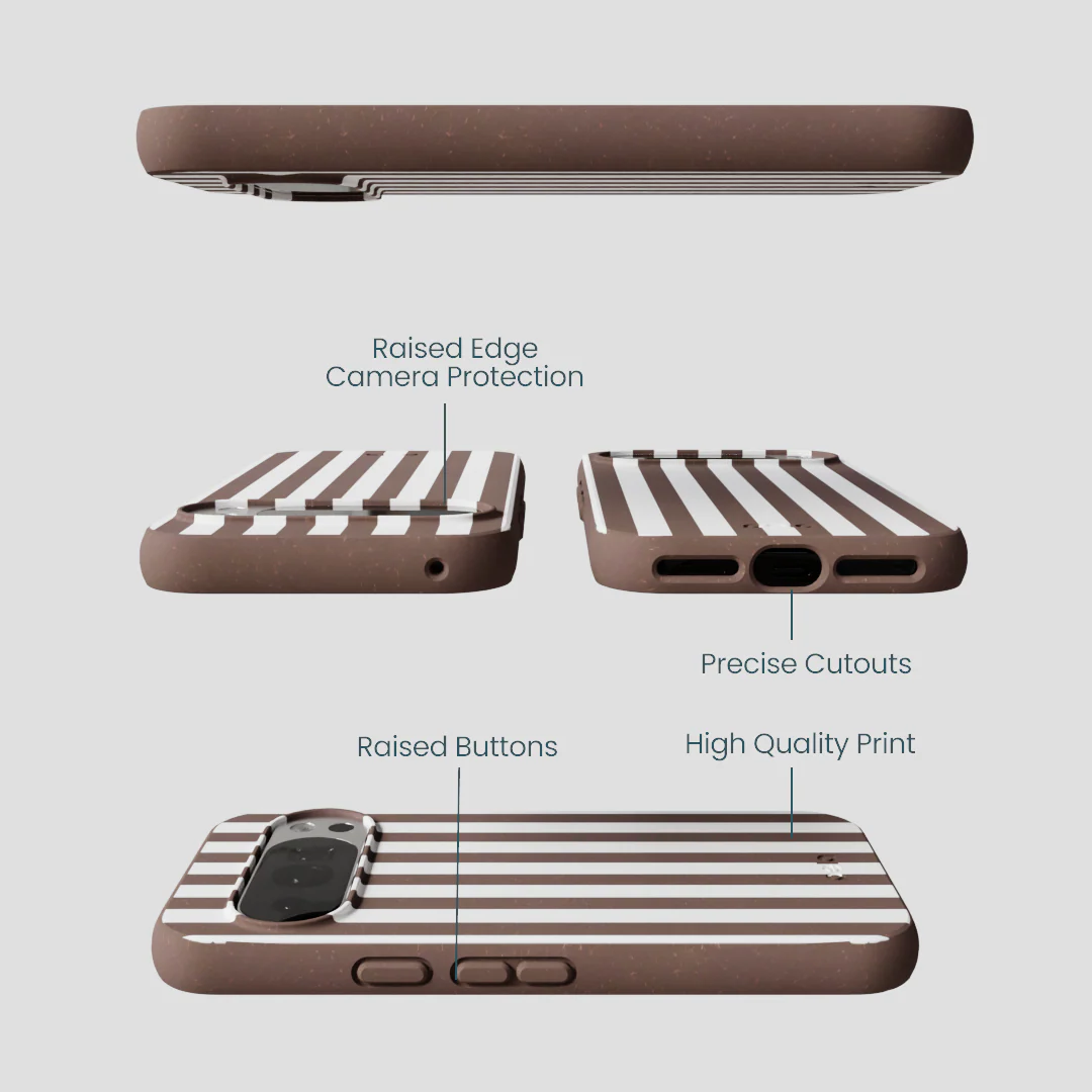 Chocolate Brown Mocha Stripes Google Pixel 10/10 Pro Case - Image 3