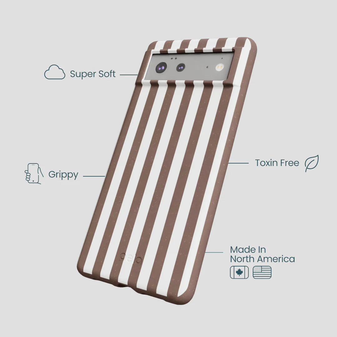 Chocolate Brown Mocha Stripes Google Pixel 6 Case - Image 4