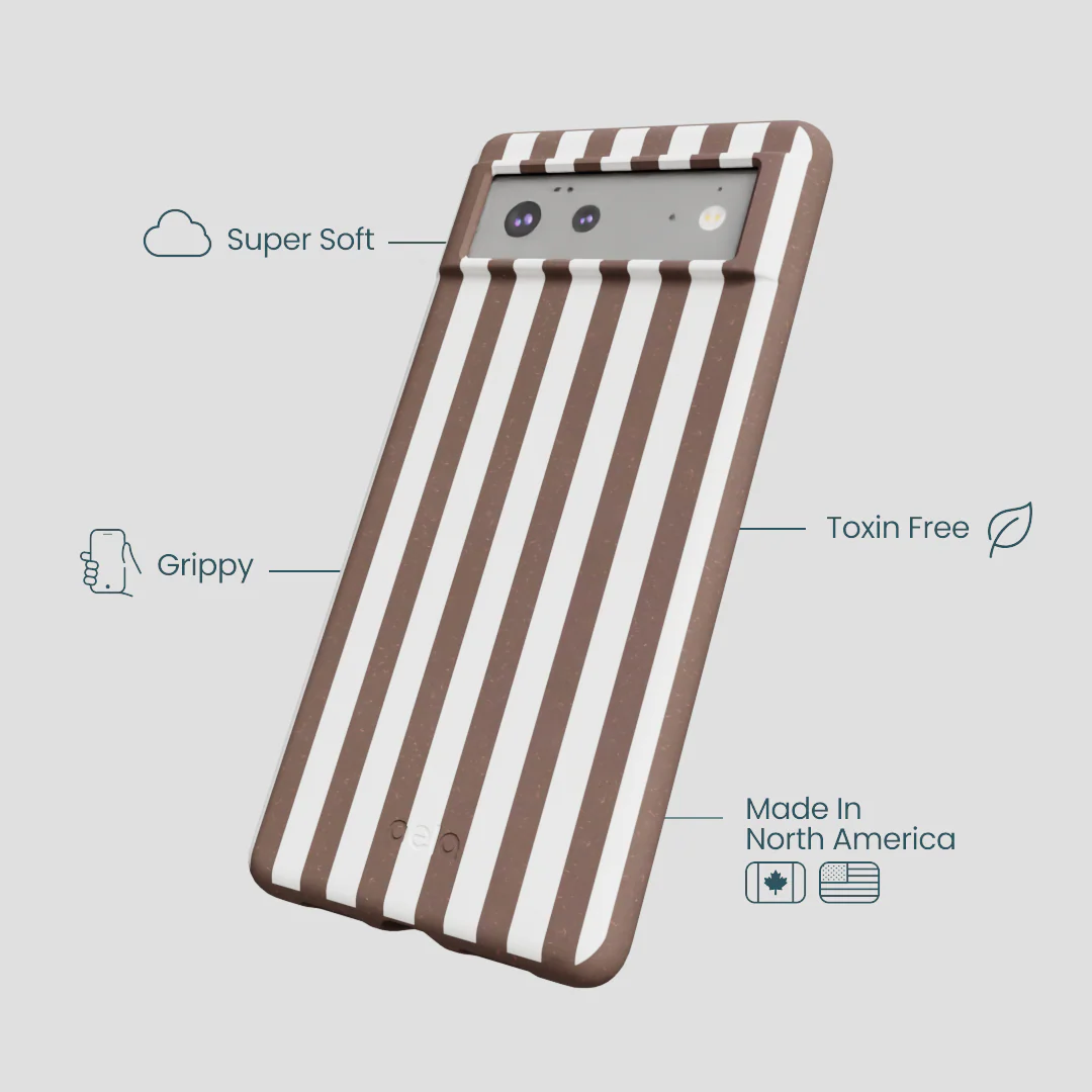 Chocolate Brown Mocha Stripes Google Pixel 6a Case - Image 4
