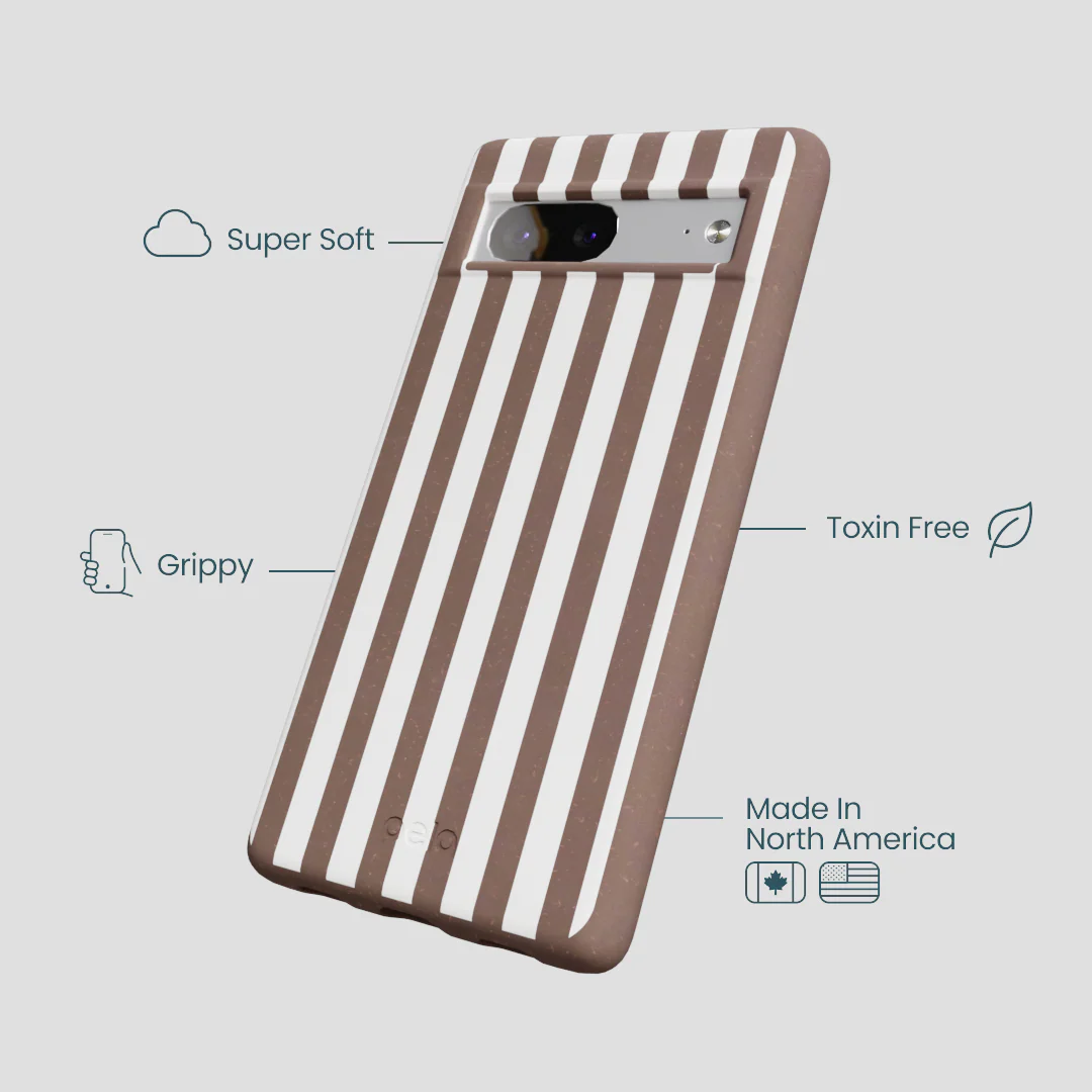 Chocolate Brown Mocha Stripes Google Pixel 7 Case - Image 4