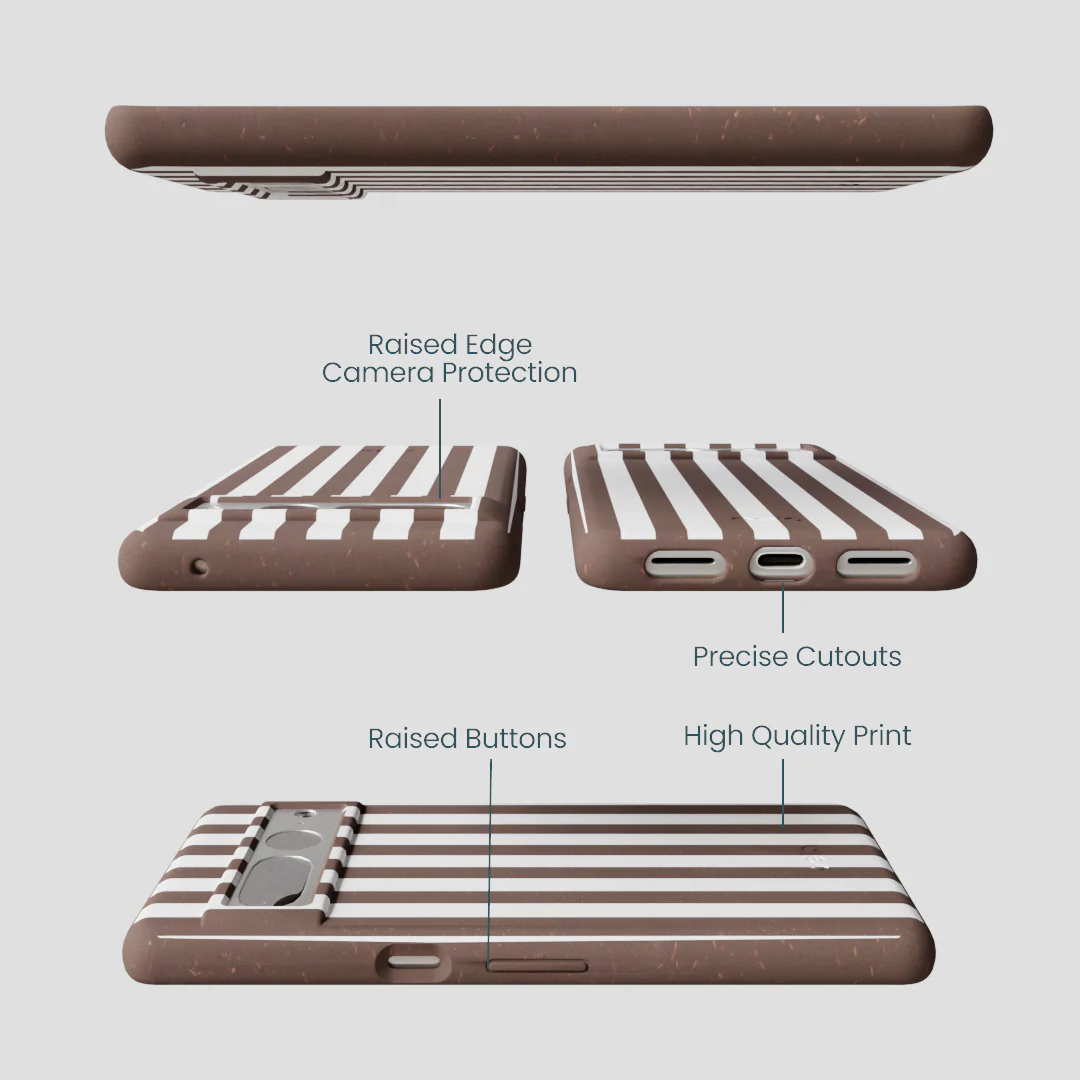 Chocolate Brown Mocha Stripes Google Pixel 7 Pro Case - Image 3