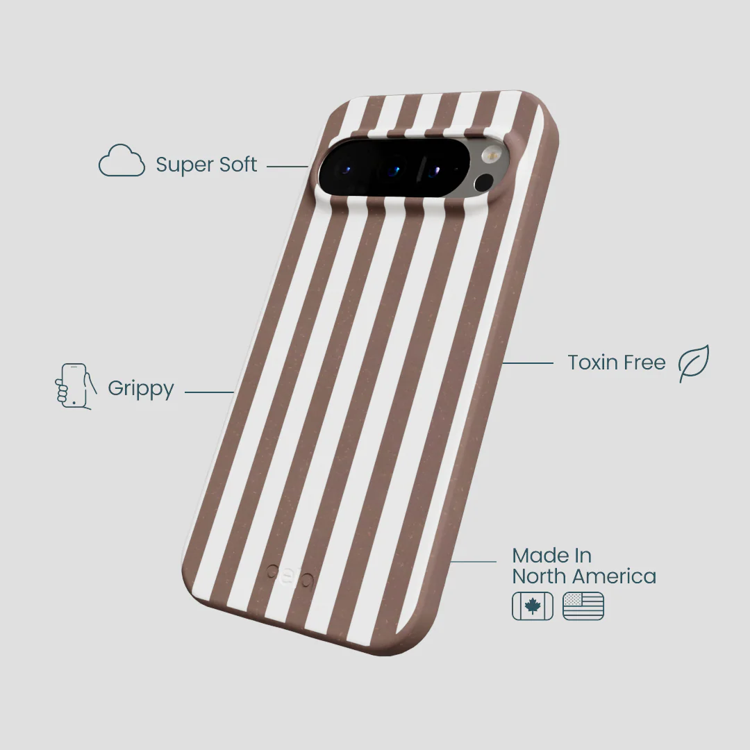 Chocolate Brown Mocha Stripes Google Pixel 9/9 Pro Case - Image 4