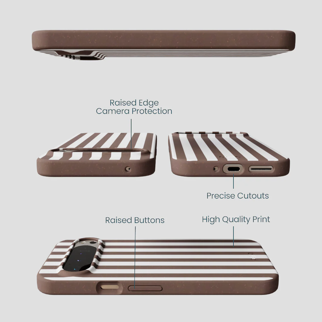Chocolate Brown Mocha Stripes Google Pixel 9 Pro XL Case - Image 3