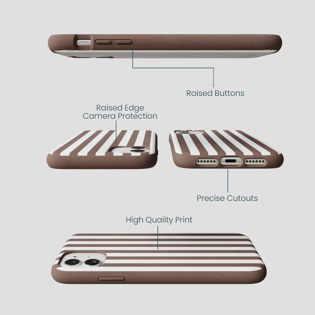 Chocolate Brown Mocha Stripes iPhone 11 Case - Image 3