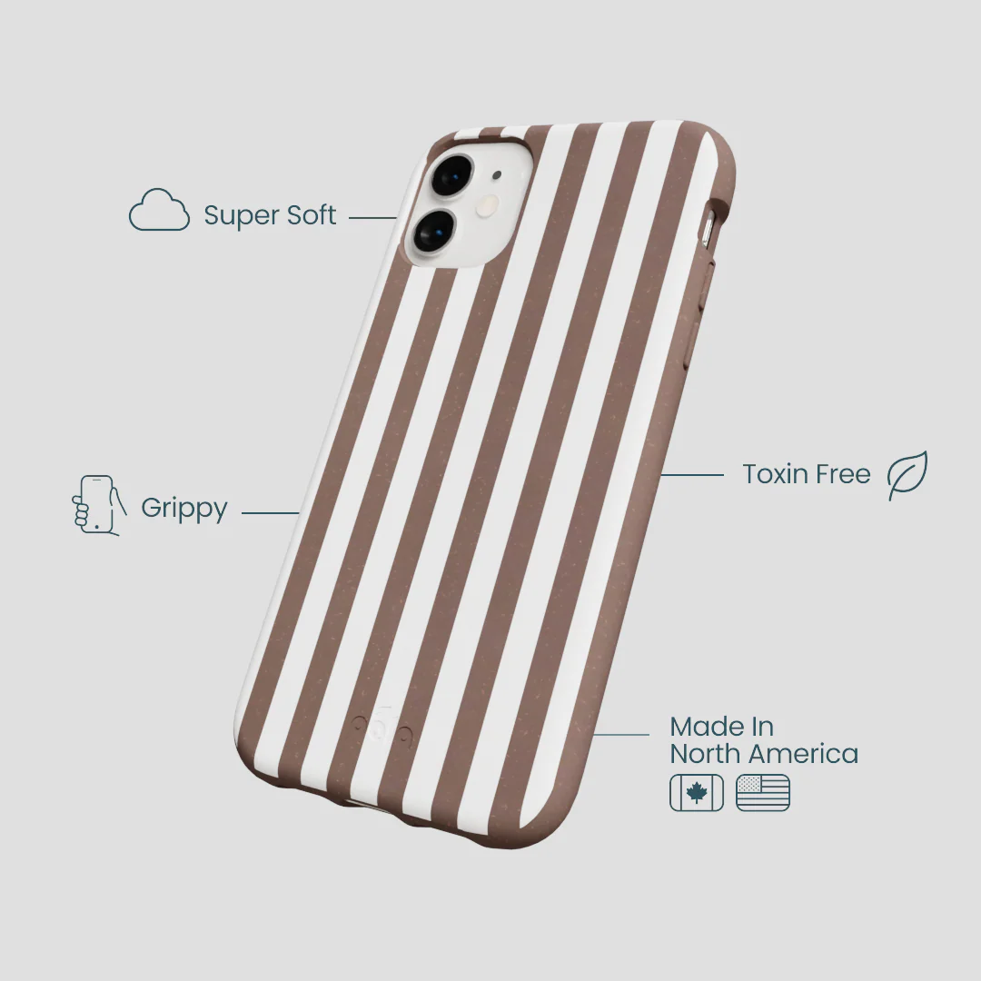 Chocolate Brown Mocha Stripes iPhone 11 Case - Image 4