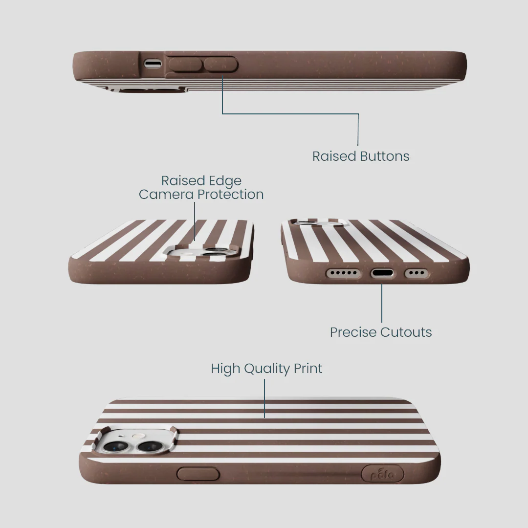 Chocolate Brown Mocha Stripes iPhone 12/ iPhone 12 Pro Case - Image 3