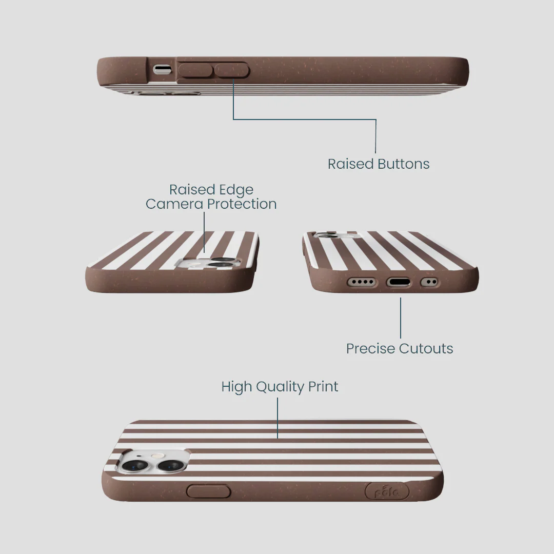 Chocolate Brown Mocha Stripes iPhone 12 Mini Case - Image 3