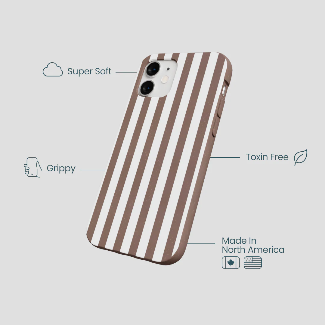 Chocolate Brown Mocha Stripes iPhone 12 Mini Case - Image 4