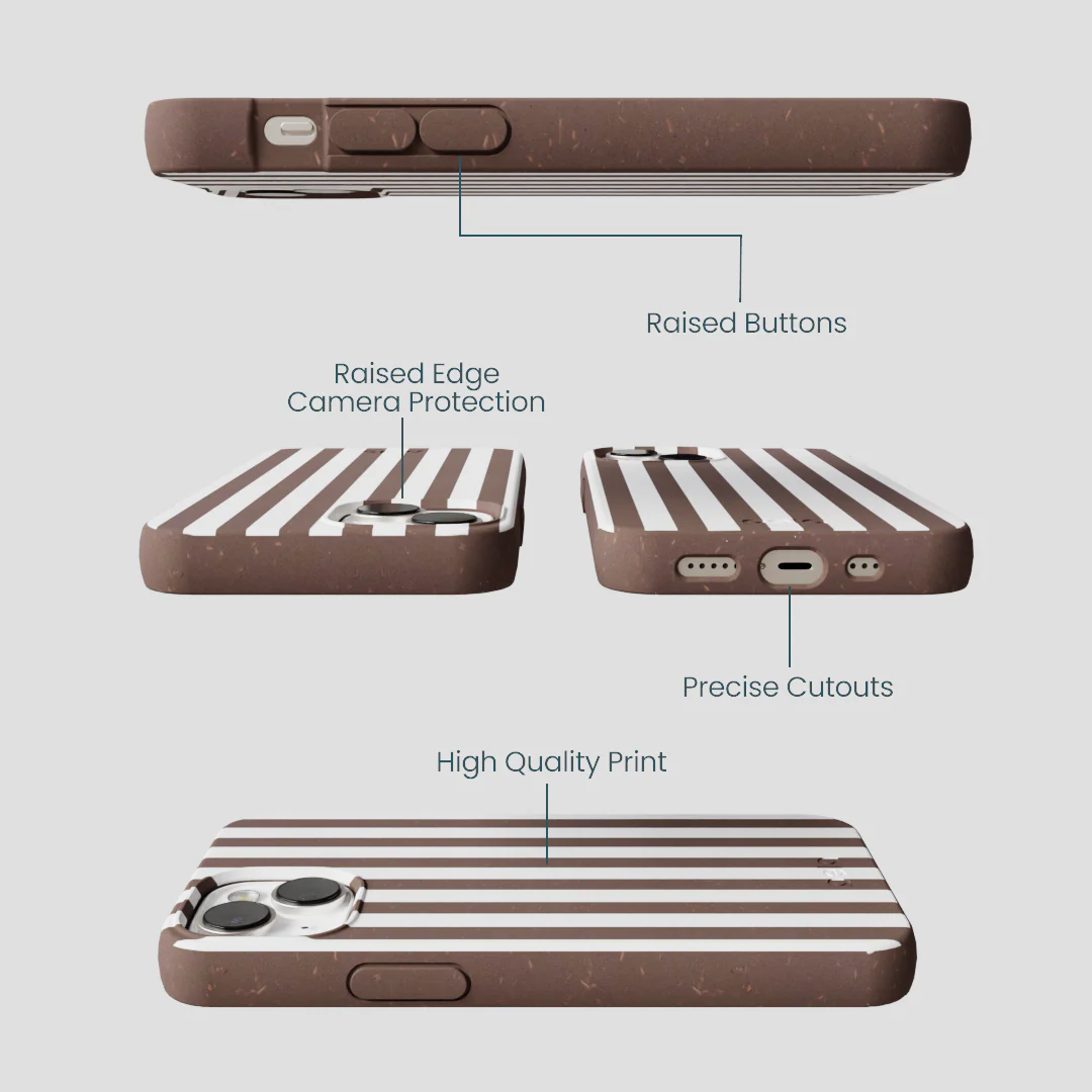 Chocolate Brown Mocha Stripes iPhone 13 Case - Image 3