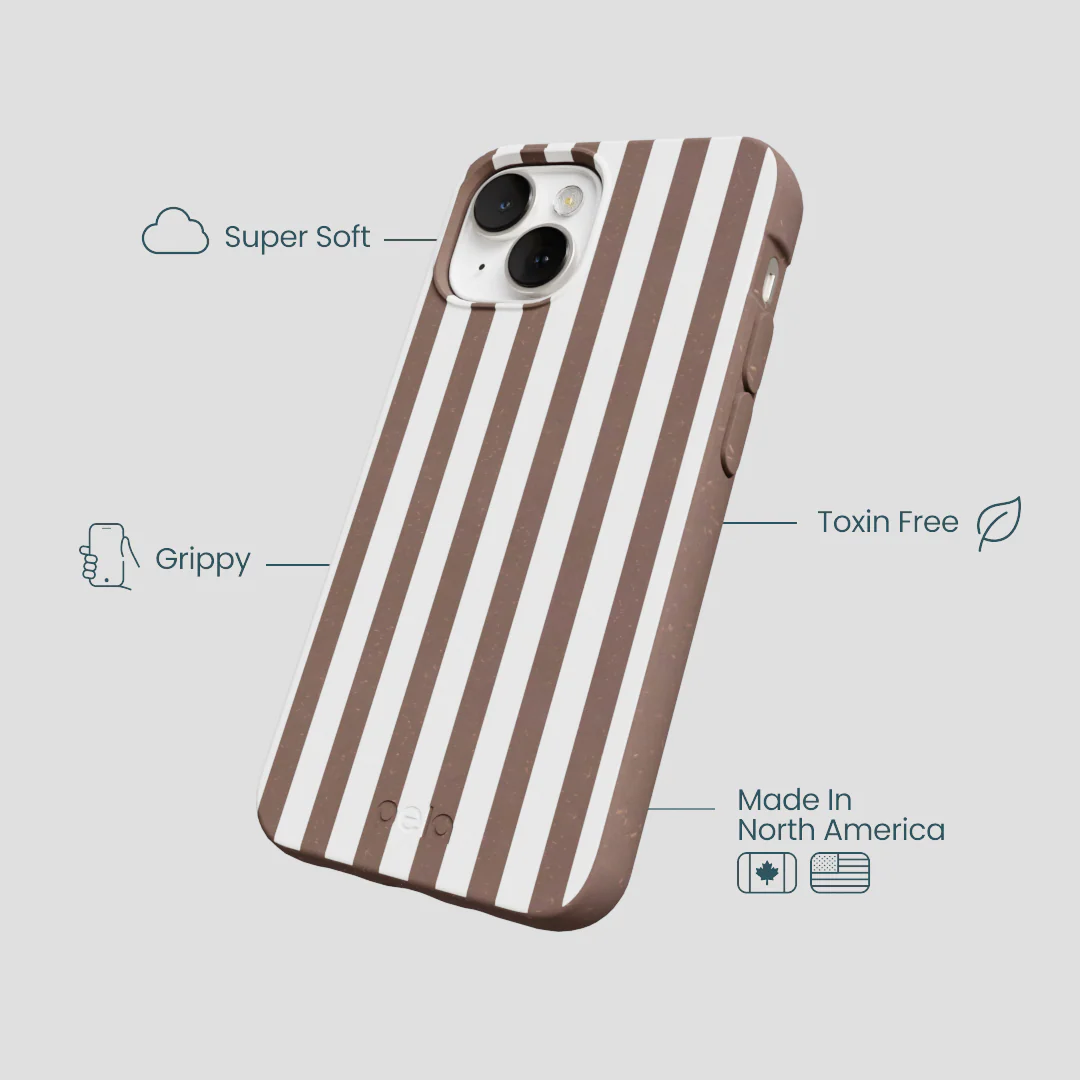 Chocolate Brown Mocha Stripes iPhone 13 Case - Image 4