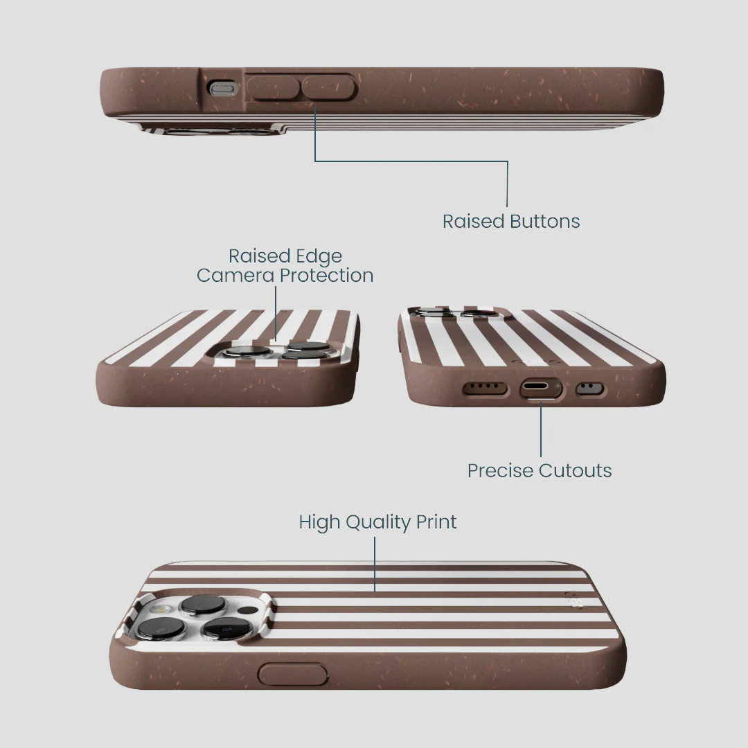 Chocolate Brown Mocha Stripes iPhone 13 Pro Case - Image 3