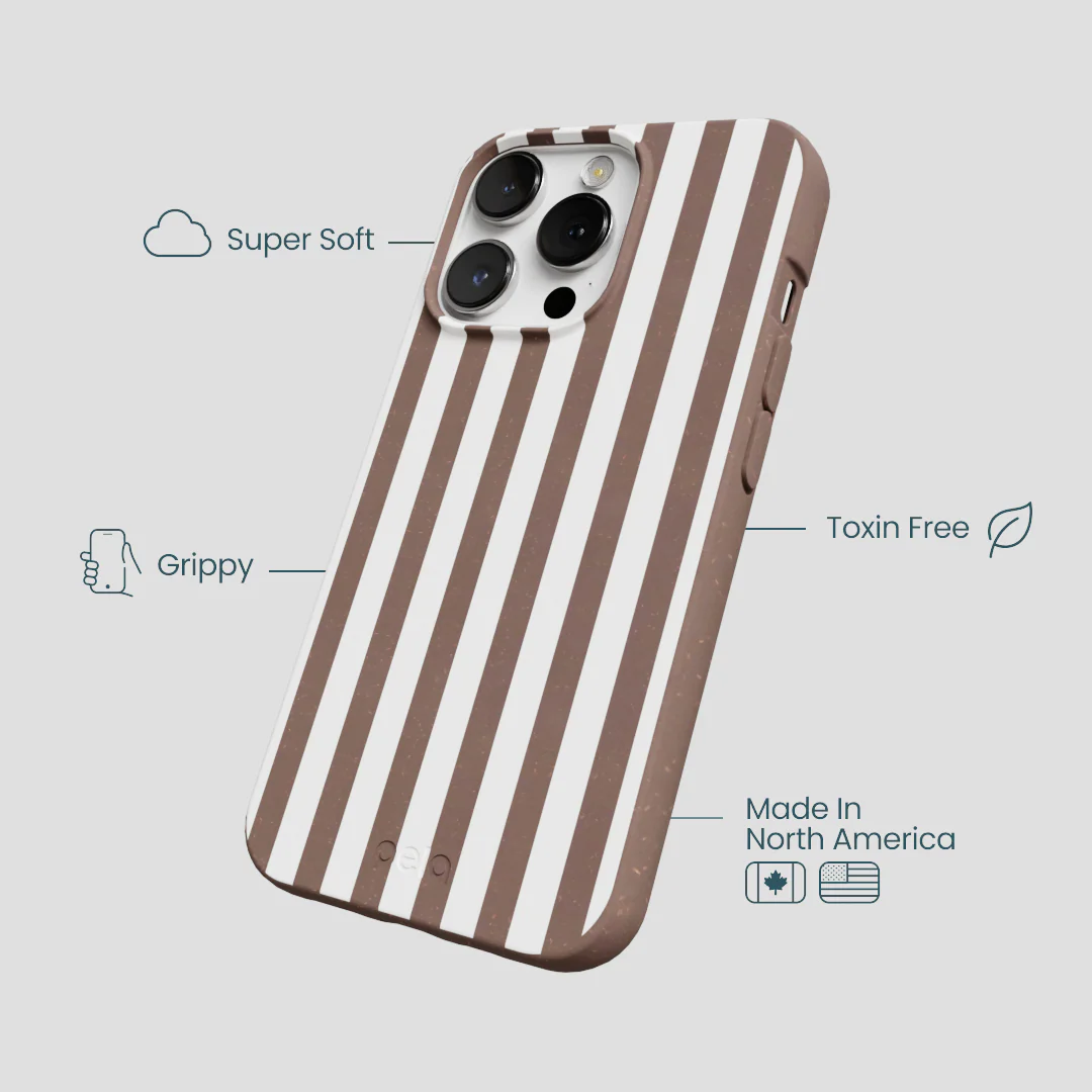 Chocolate Brown Mocha Stripes iPhone 13 Pro Max Case - Image 4