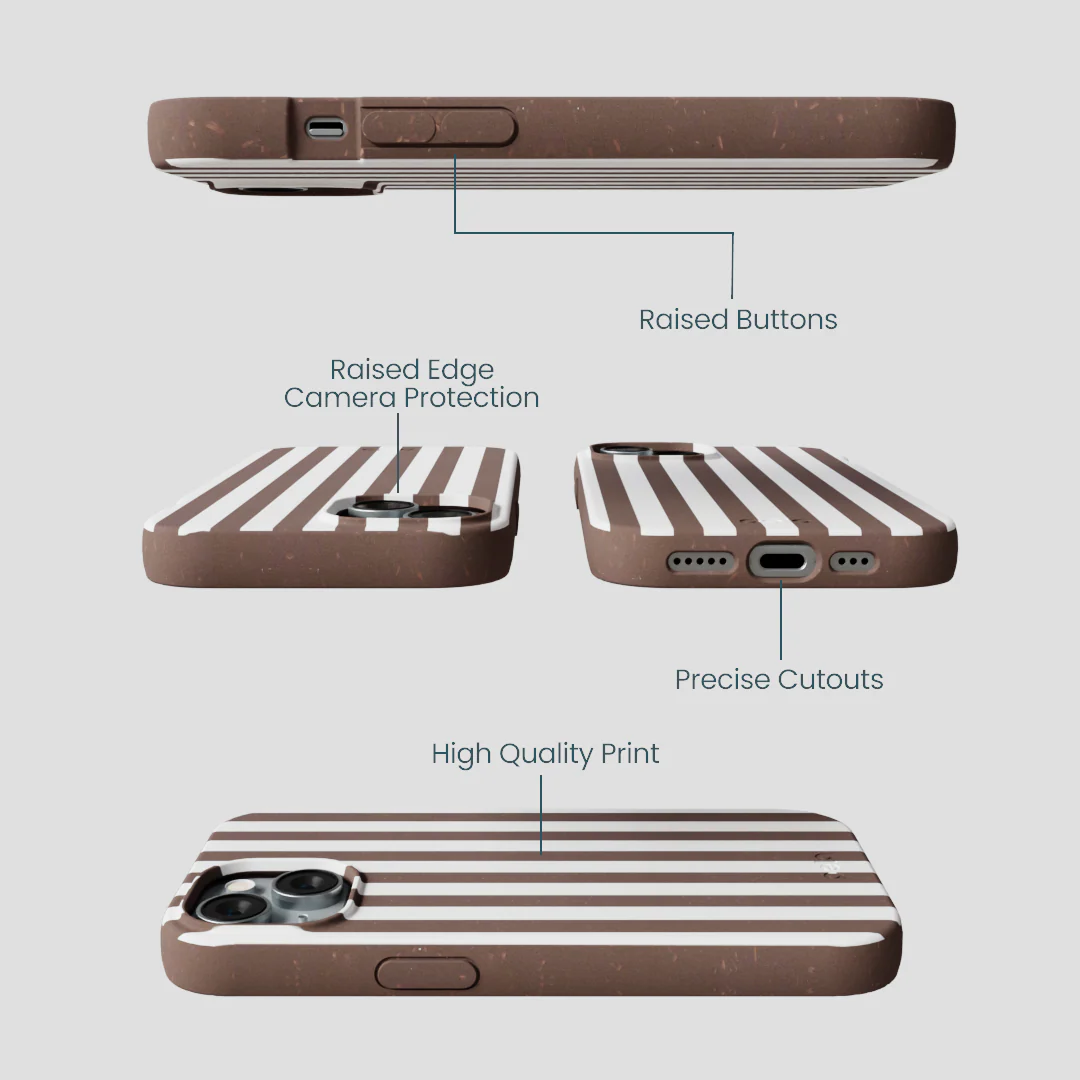 Chocolate Brown Mocha Stripes iPhone 14 Case - Image 3