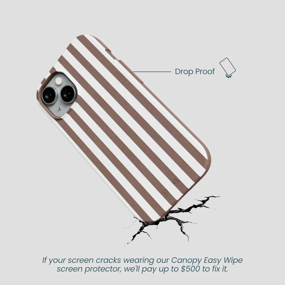 Chocolate Brown Mocha Stripes iPhone 14 Case - Image 5