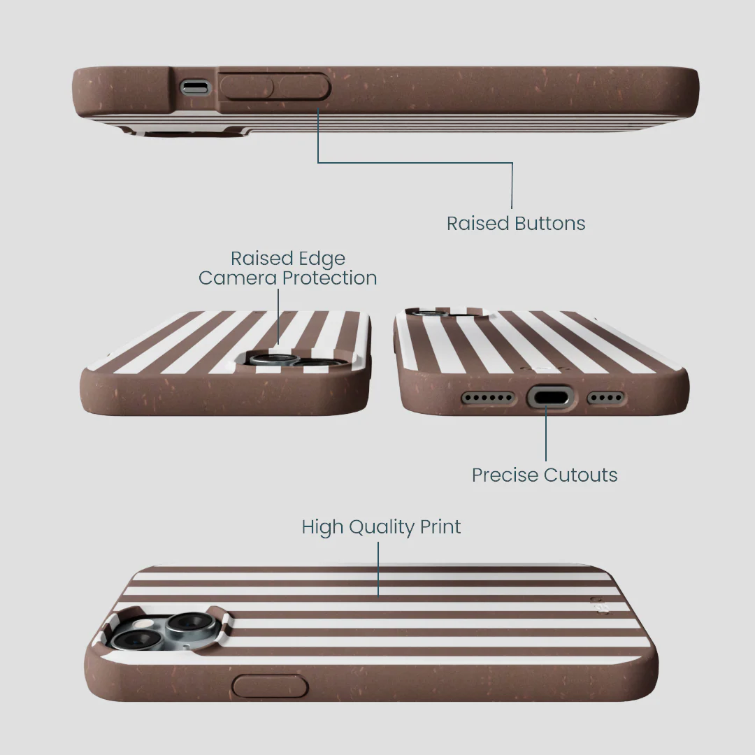 Chocolate Brown Mocha Stripes iPhone 14 Plus Case - Image 3