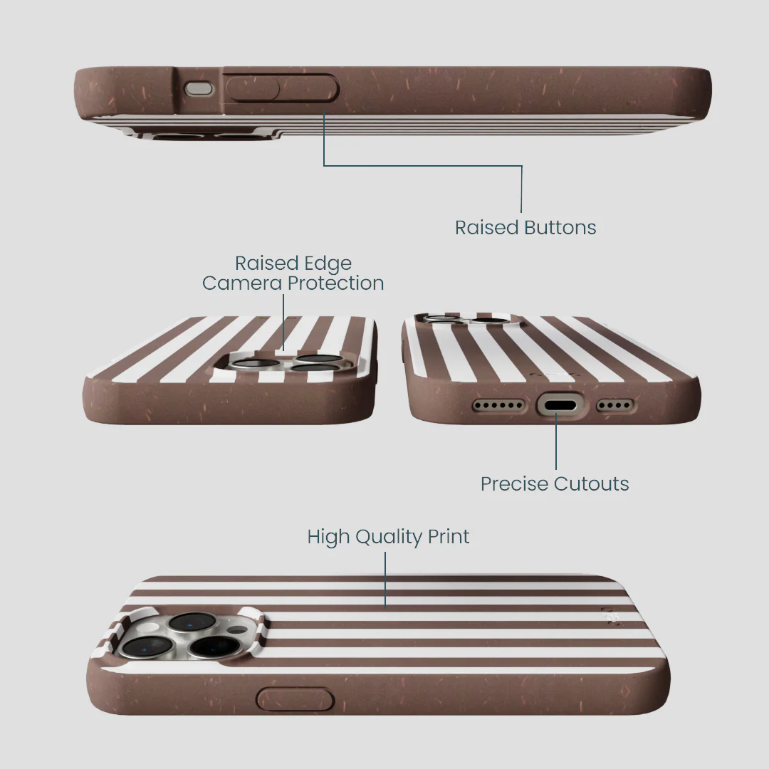 Chocolate Brown Mocha Stripes iPhone 14 Pro Max Case - Image 3
