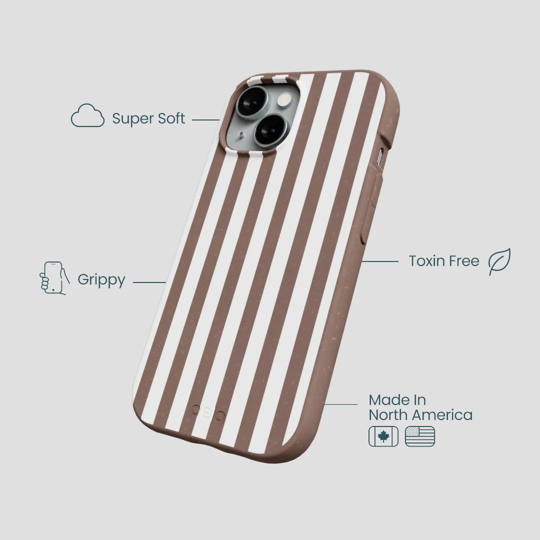 Chocolate Brown Mocha Stripes iPhone 15 Case - Image 4