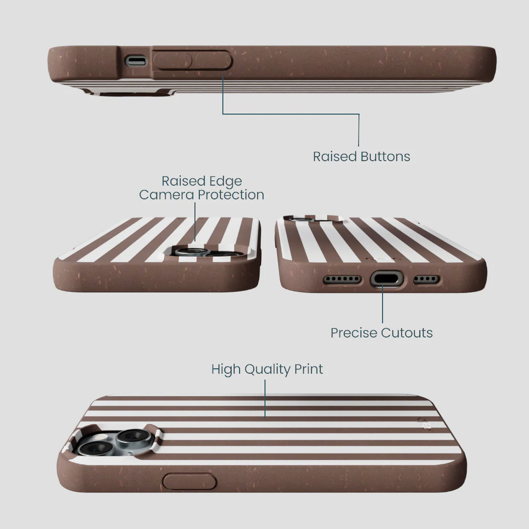 Chocolate Brown Mocha Stripes iPhone 15 Plus Case - Image 3