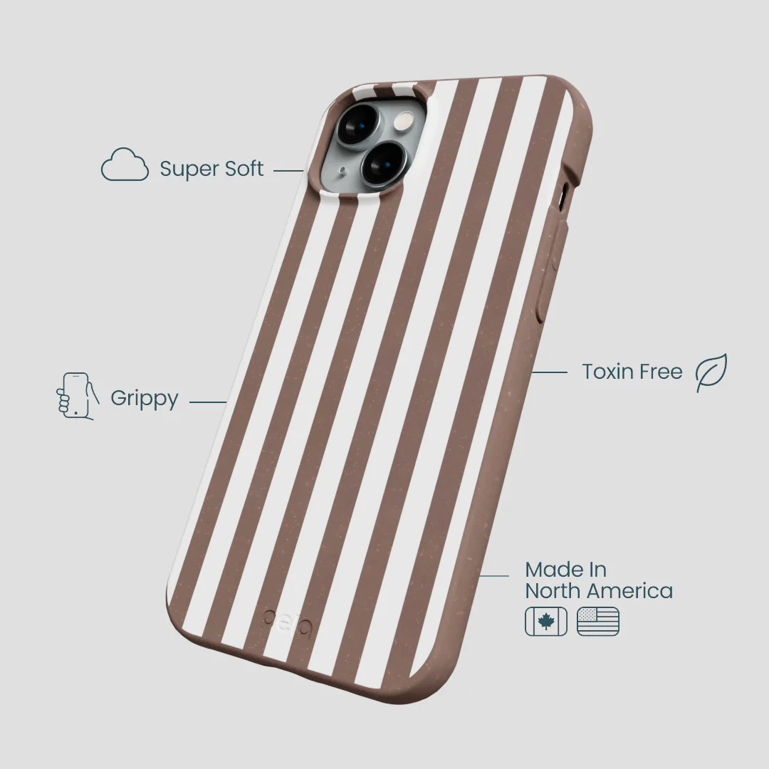 Chocolate Brown Mocha Stripes iPhone 15 Plus Case - Image 4